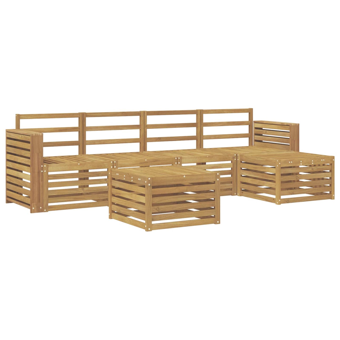 Utendørs sofa-sett 6 stk. Hvit Solid akasietre