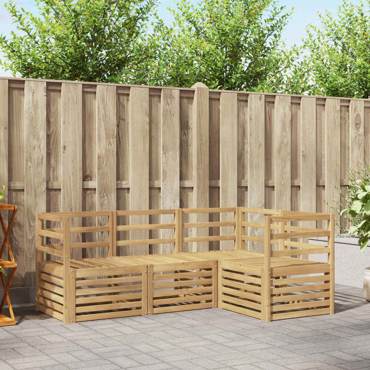 Sofasett 4 pcs Hvit 185,5 x 126,5 x 73 cm Solid akasietre