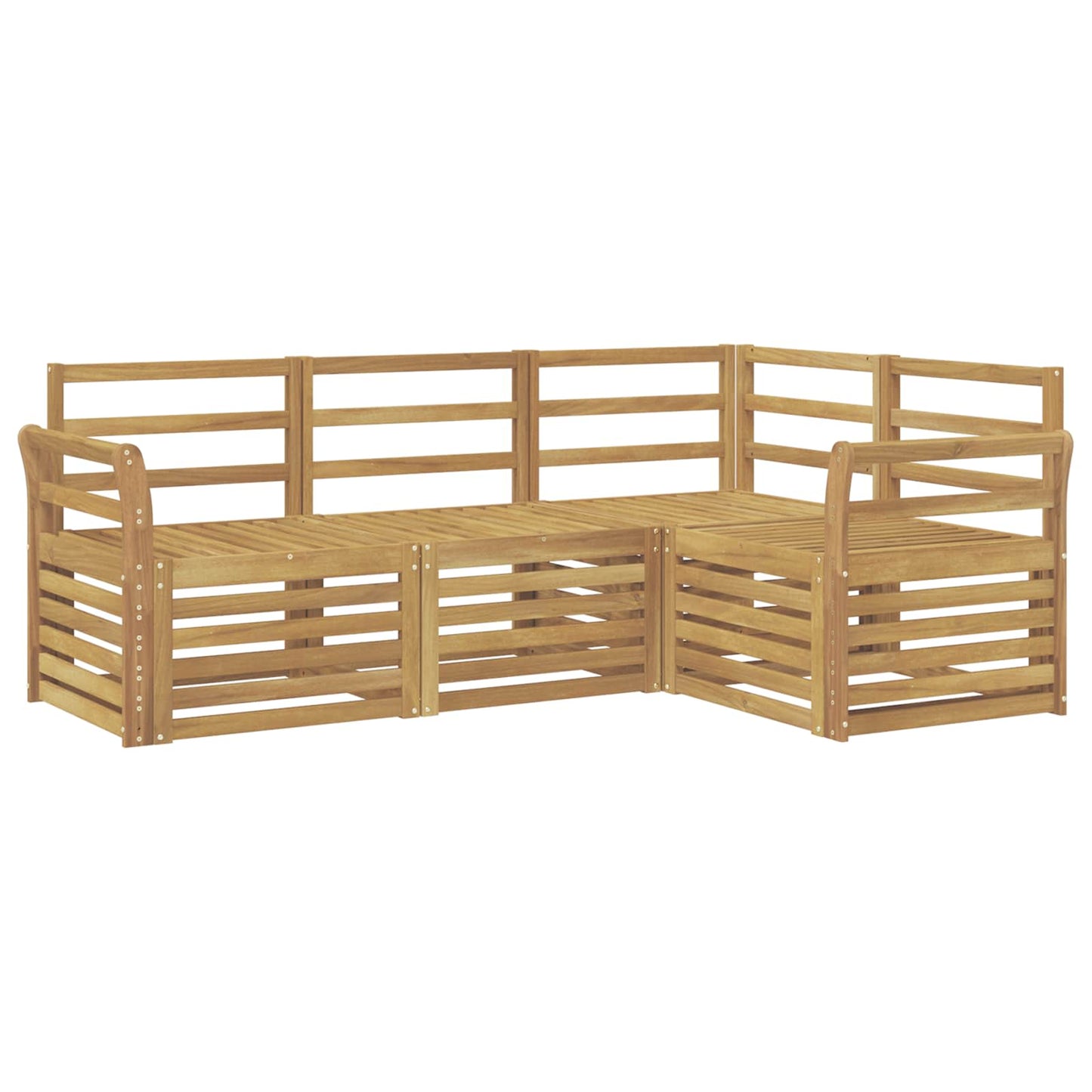 Sofasett 4 pcs Hvit 190 x 130,5 x 73 cm Solid akasietre