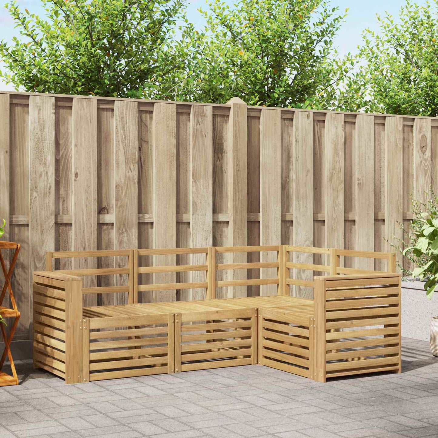 Sofasett 4 pcs Hvit 191 x 132,5 x 73 cm Solid akasietre