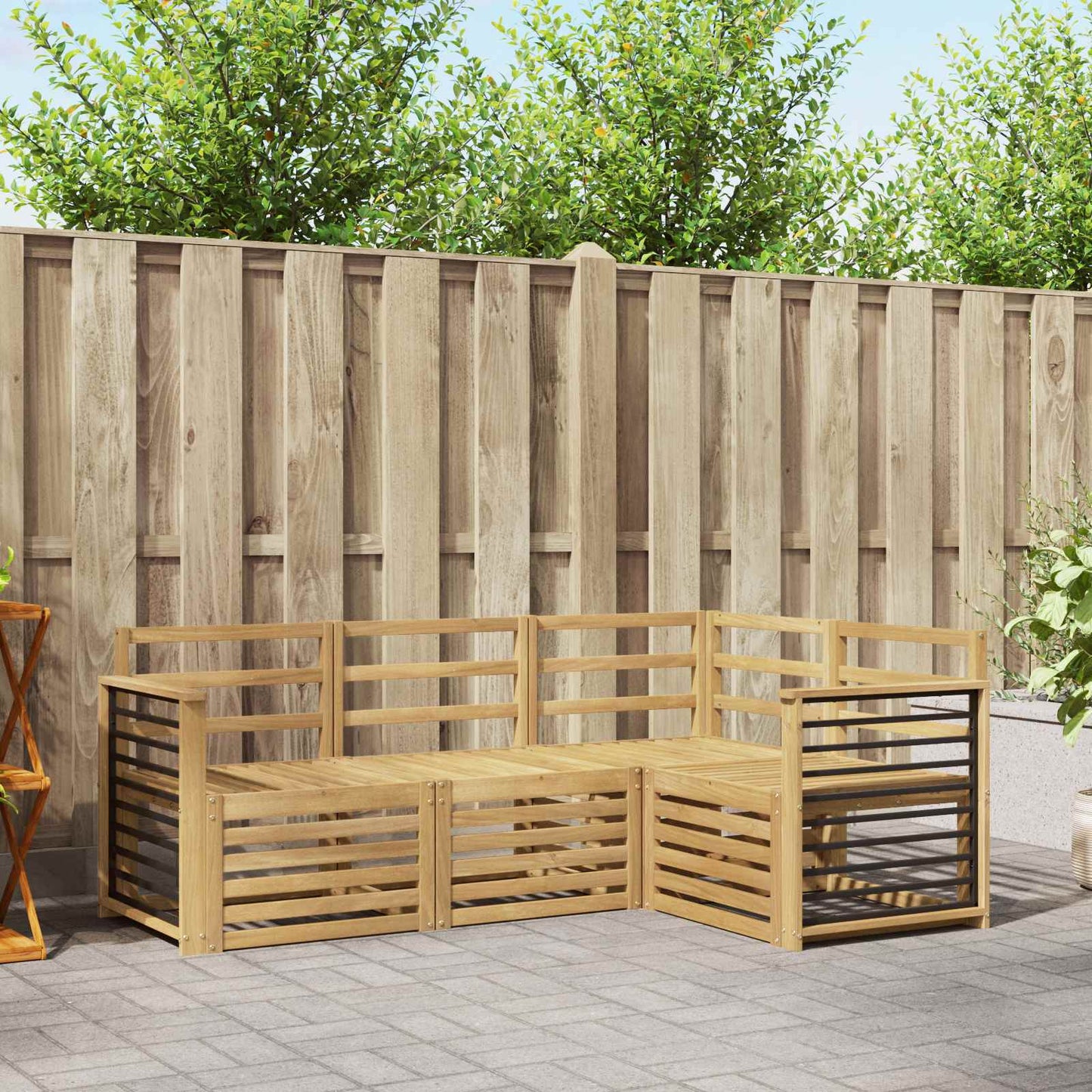 Sofasett 4 pcs Hvit 187,5 x 128,5 x 73 cm Solid akasietre
