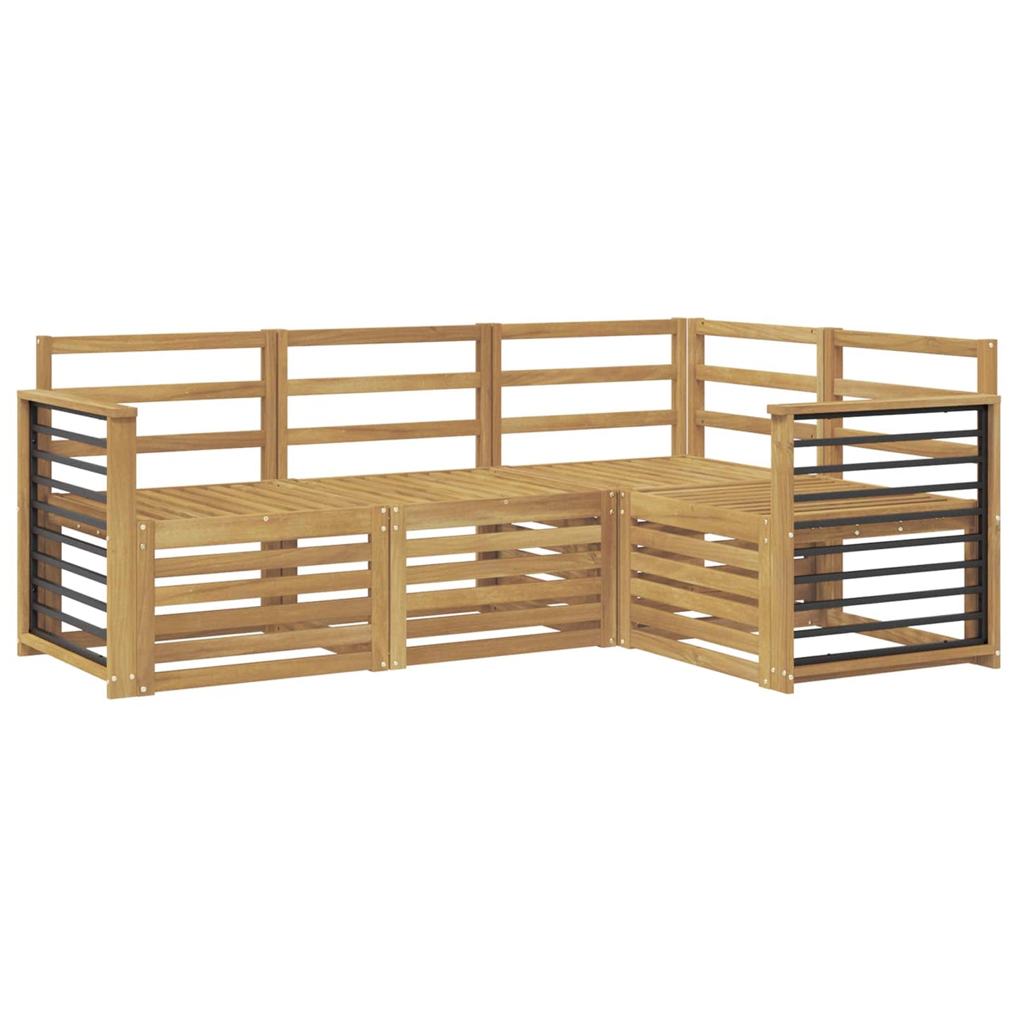 Sofasett 4 pcs Hvit 187,5 x 128,5 x 73 cm Solid akasietre