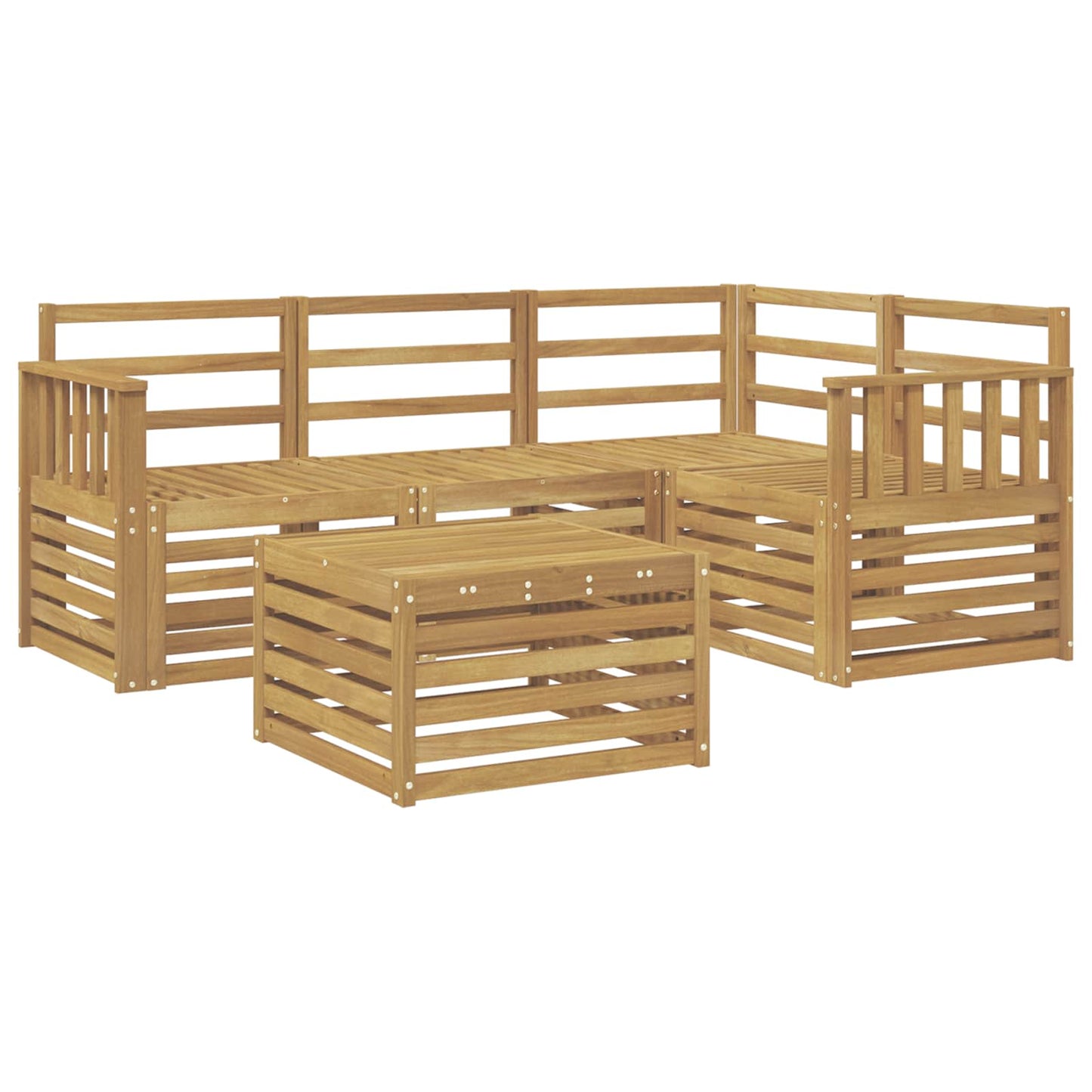 Utendørs sofa-sett 5 pcs Hvit 59 x 59 x 37 cm Solid akasietre