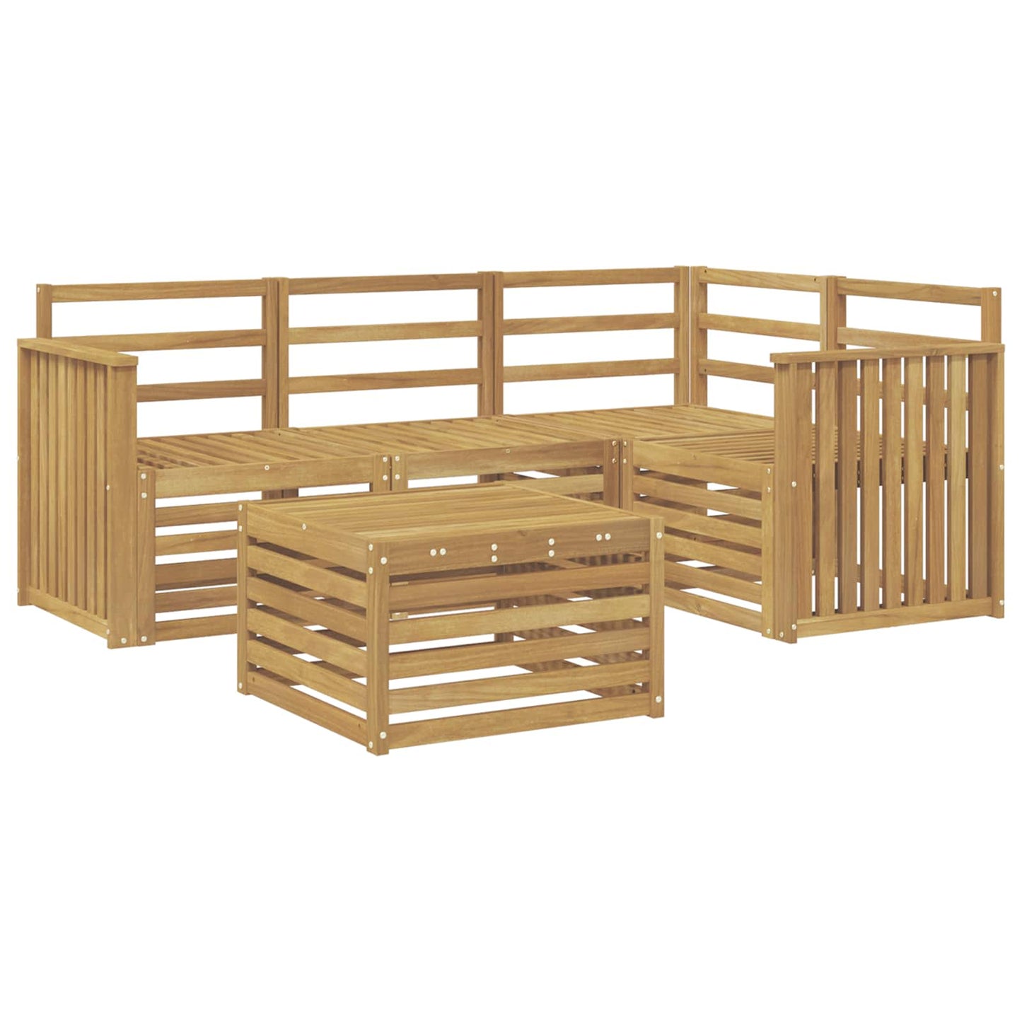 Utendørs sofa-sett 5 pcs Hvit 59 x 59 x 37 cm Solid akasietre