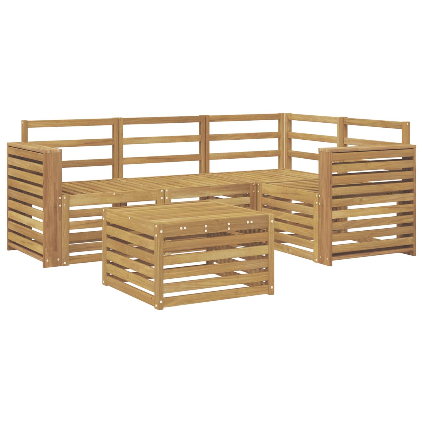 Utendørs sofa-sett 5 pcs Hvit 59 x 59 x 37 cm Solid akasietre