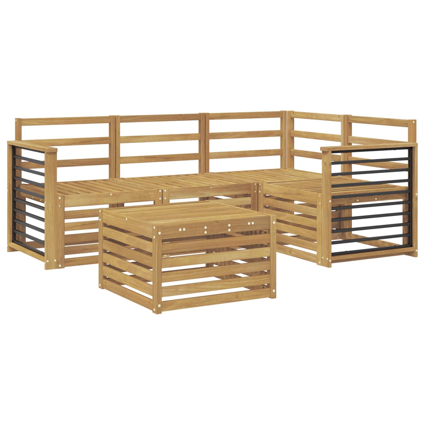 Utendørs sofa-sett 5 pcs Hvit 59 x 59 x 37 cm Solid akasietre