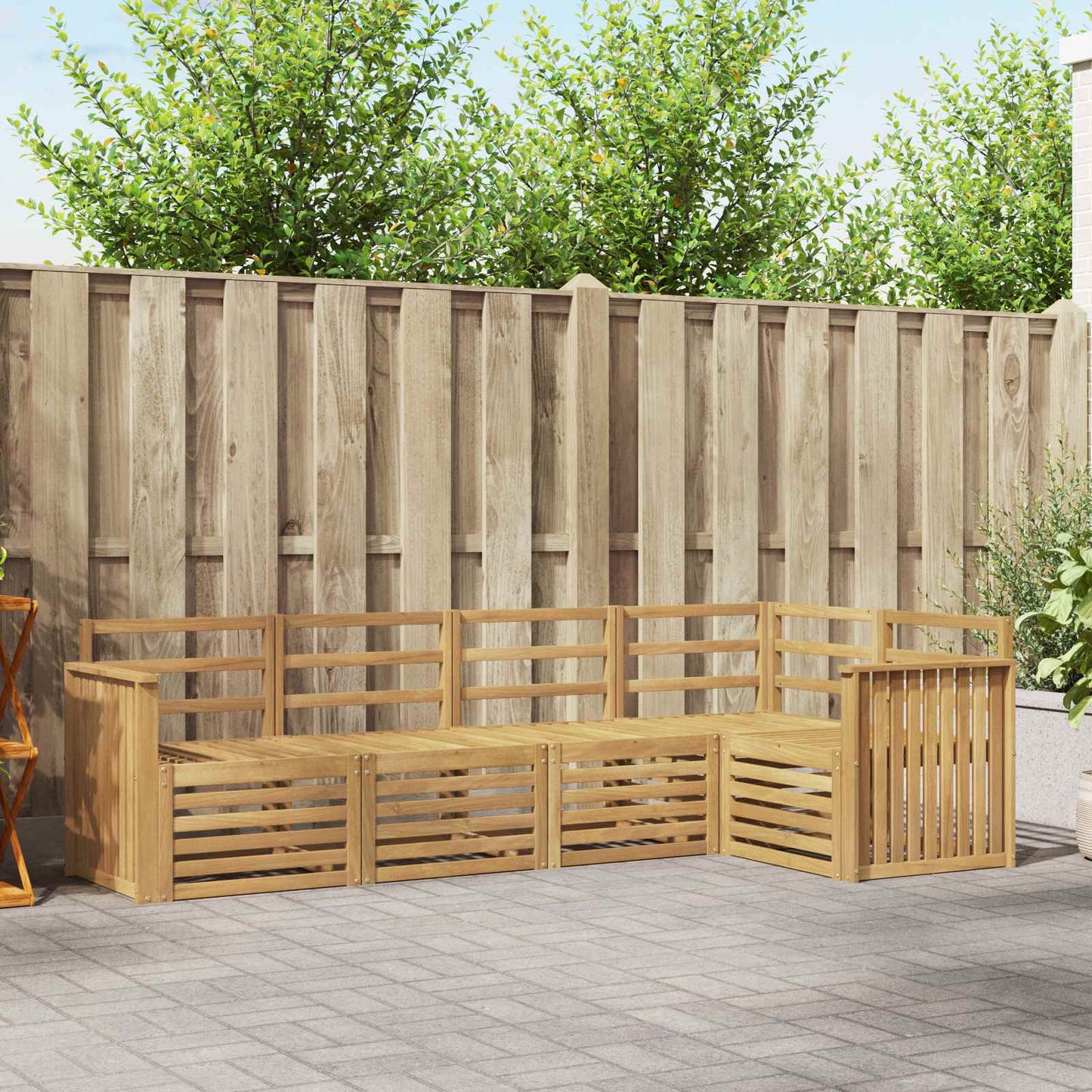 Utendørs sofa-sett 5 pcs Hvit 247 x 128,5 x 73 cm