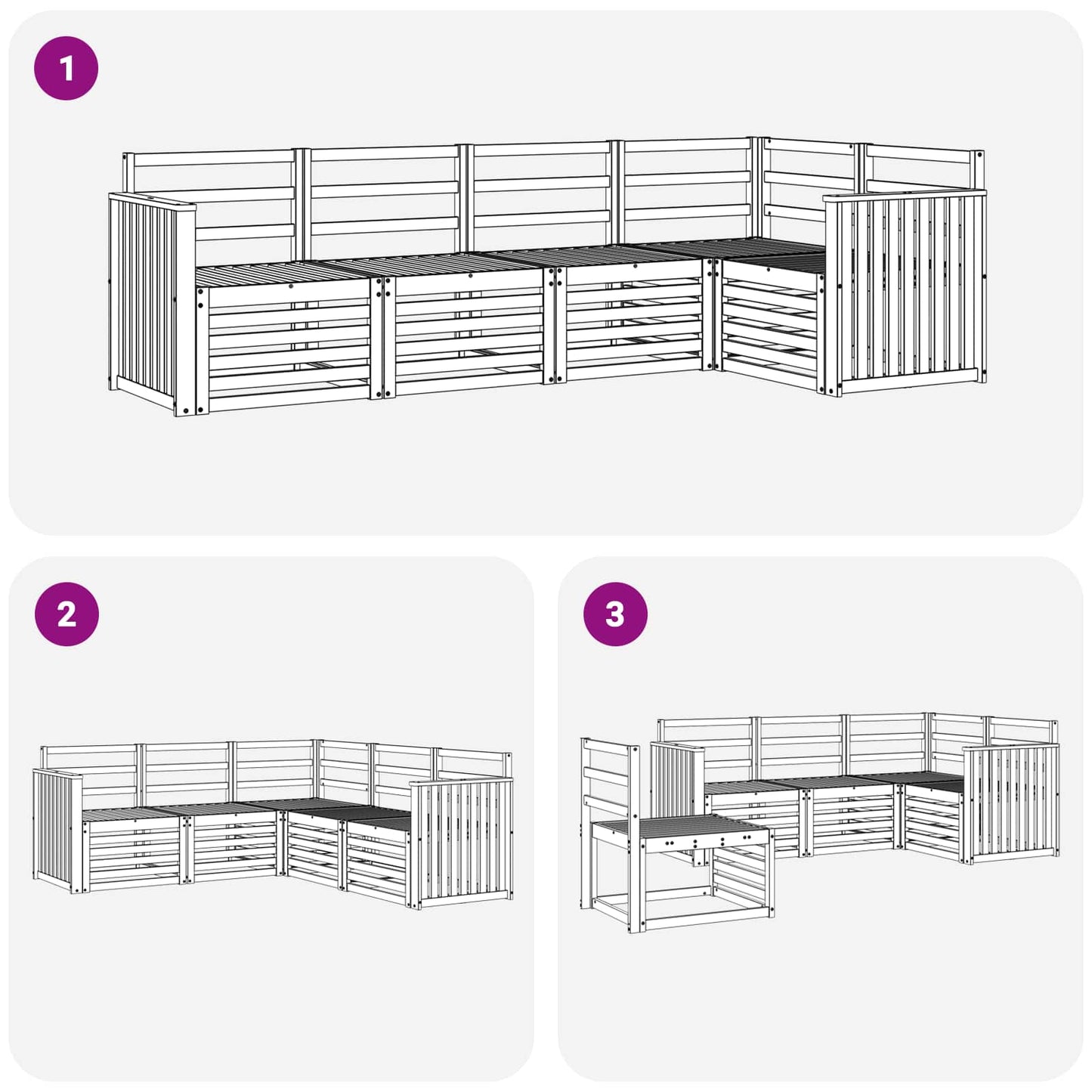 Utendørs sofa-sett 5 pcs Hvit 247 x 128,5 x 73 cm