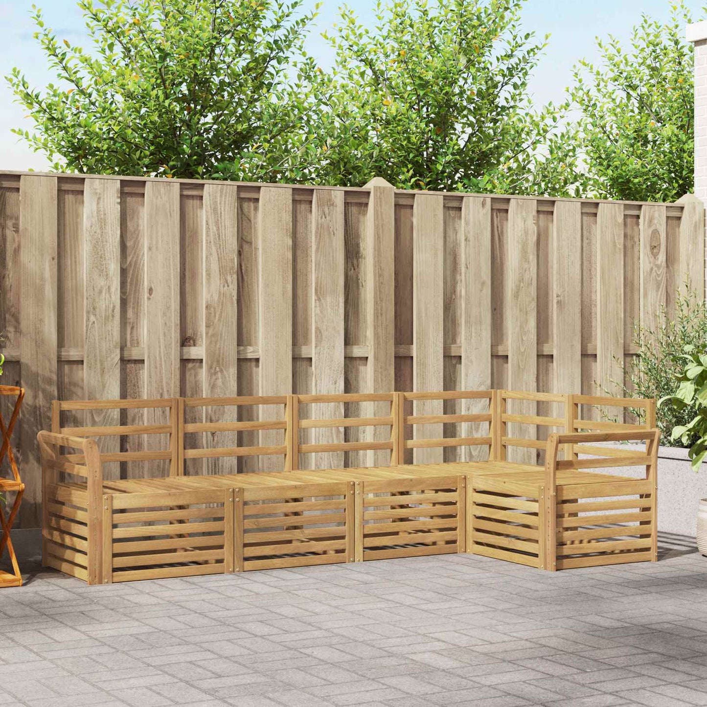 Utendørs sofa-sett 5 pcs Hvit 249 x 130,5 x 73 cm