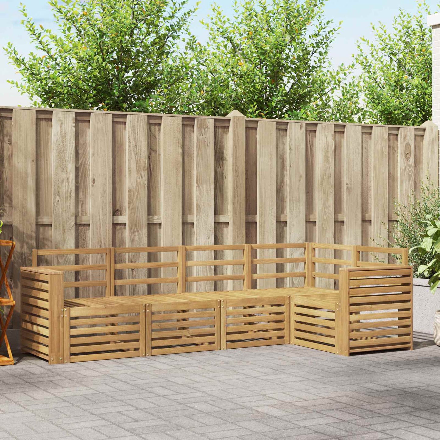 Utendørs sofa-sett 5 pcs Hvit 251 x 132,5 x 73 cm
