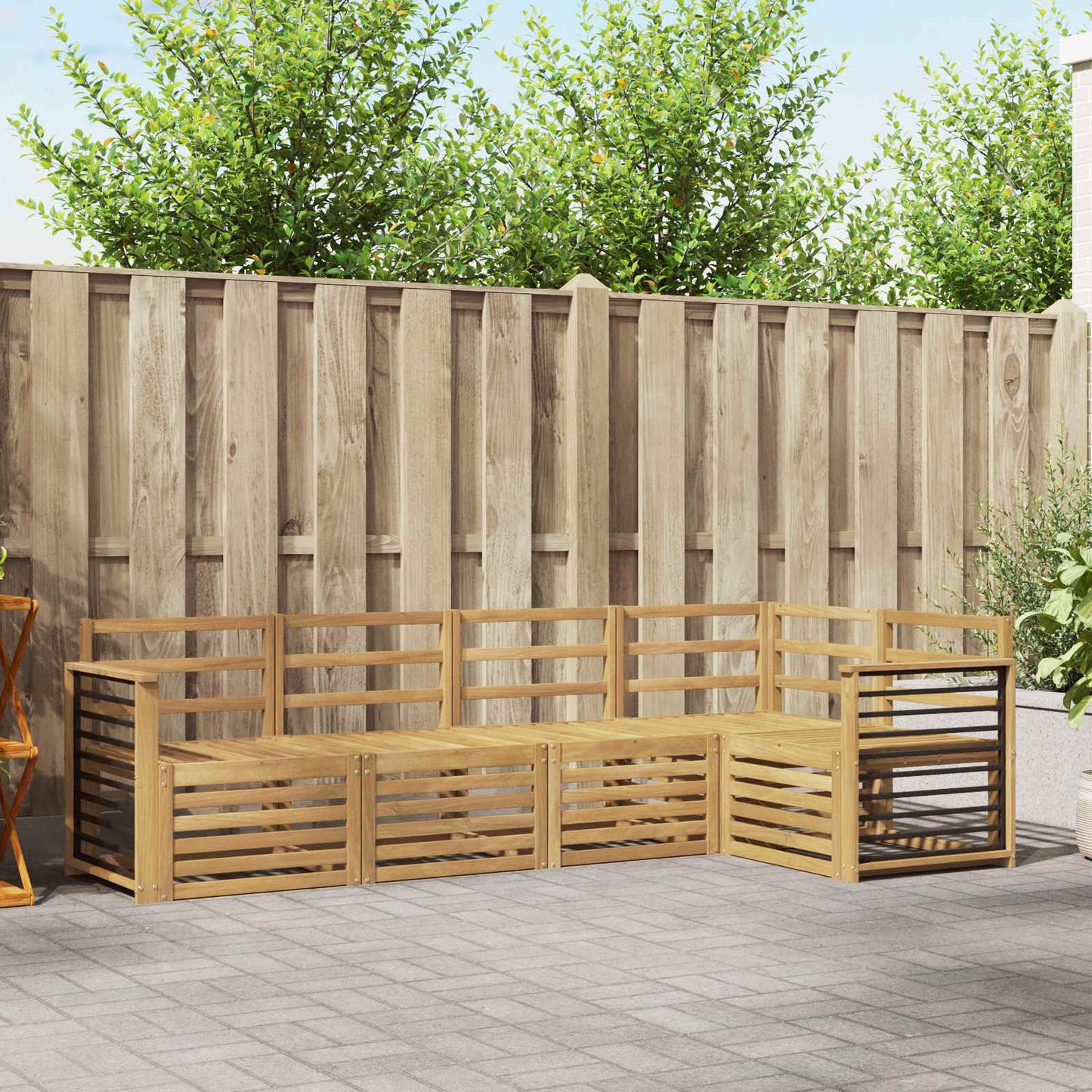 Utendørs sofa-sett 5 pcs Hvit 247 x 128,5 x 73 cm