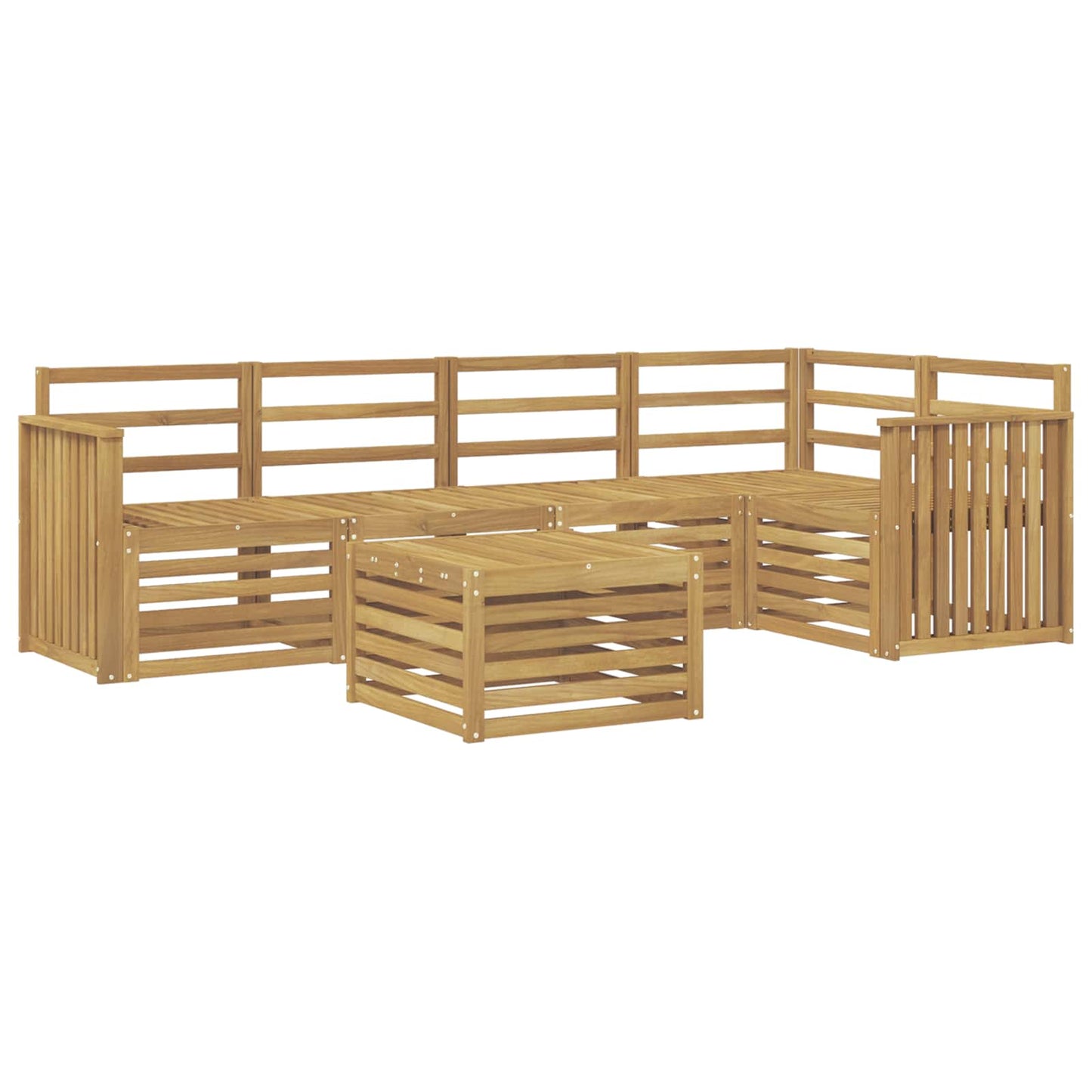 Utendørs sofa-sett 6 pcs Hvit 59 x 59 x 37 cm Solid akasietre