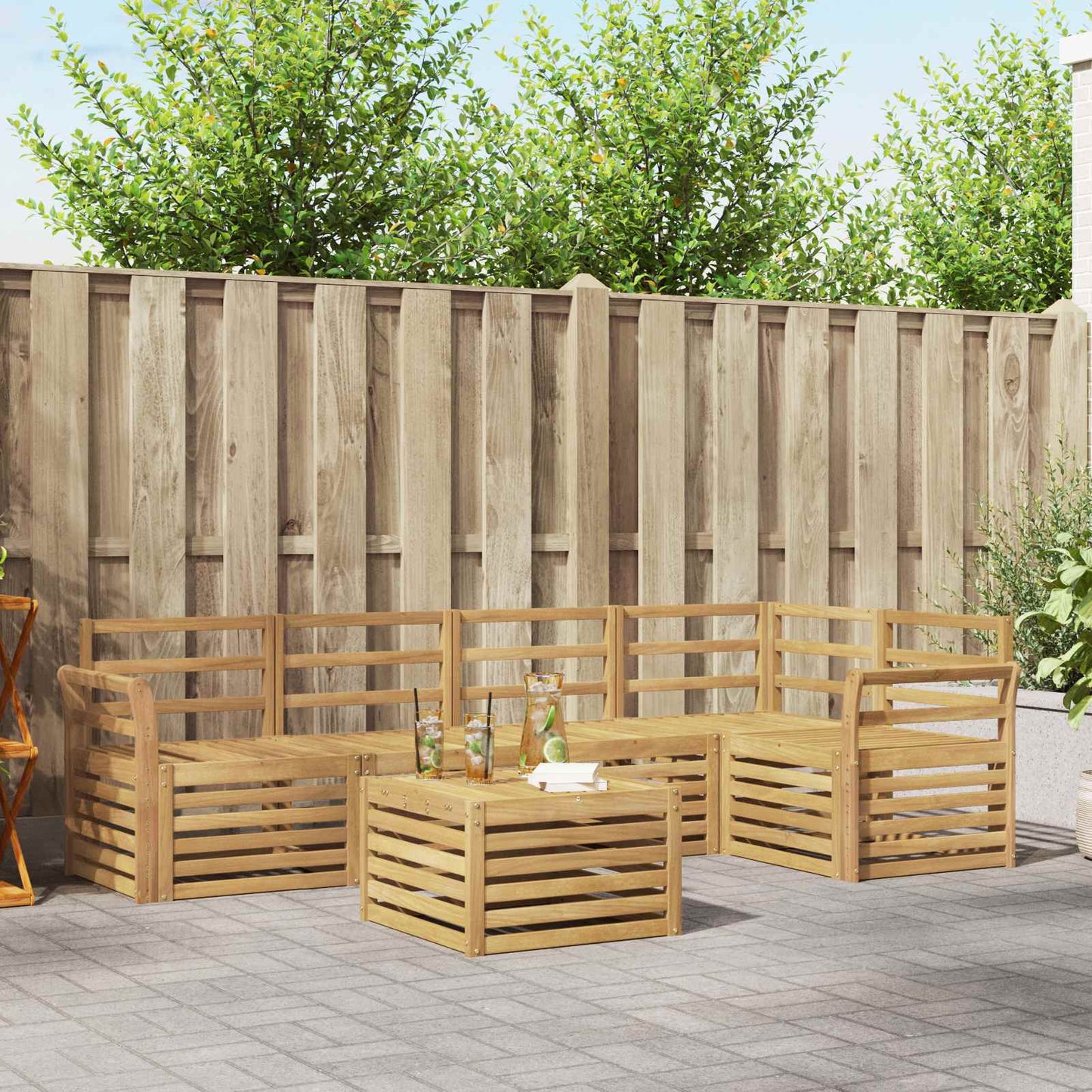 Utendørs sofa-sett 6 pcs Hvit 59 x 59 x 37 cm Solid akasietre