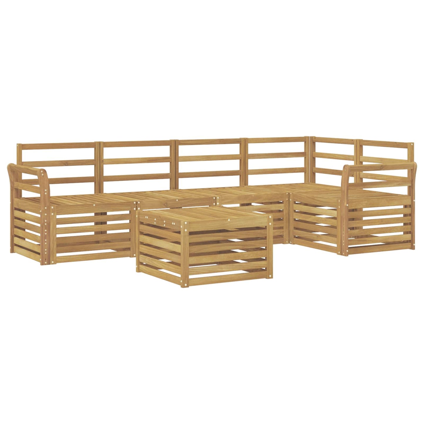 Utendørs sofa-sett 6 pcs Hvit 59 x 59 x 37 cm Solid akasietre