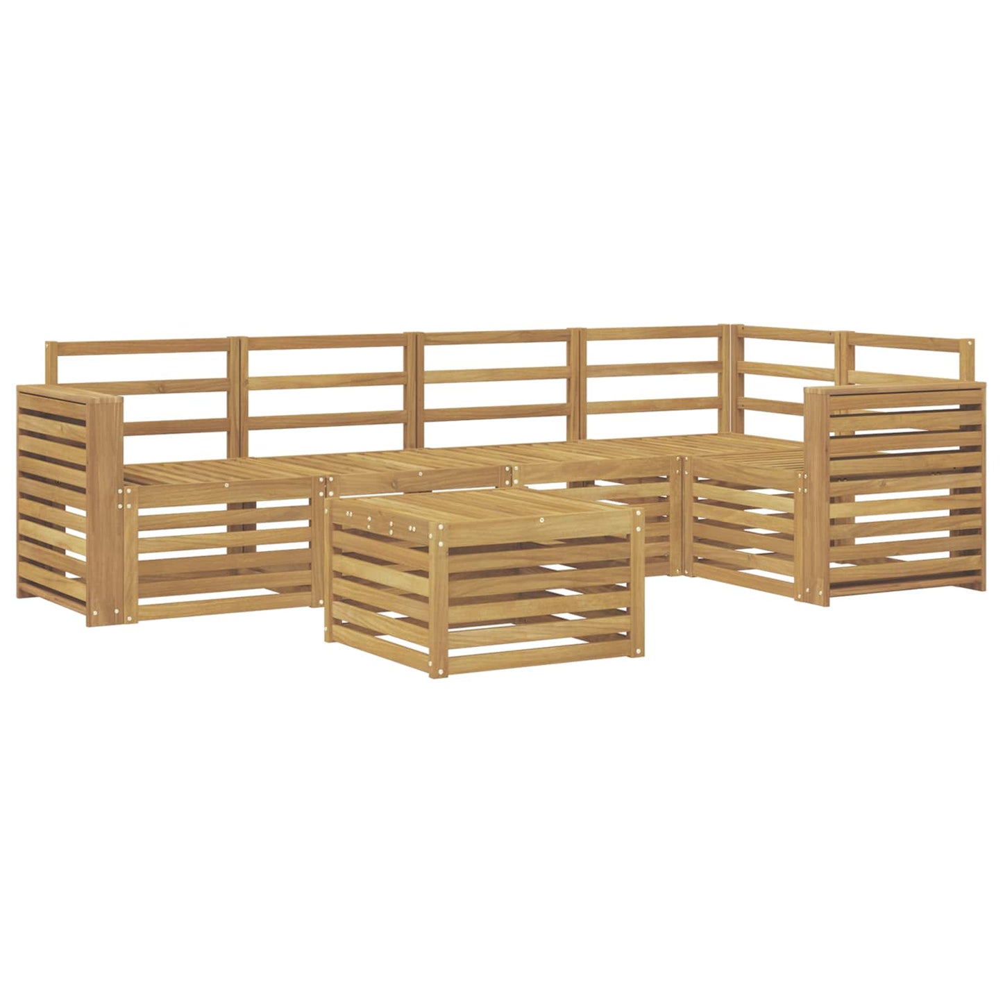 Utendørs sofa-sett 6 pcs Hvit 59 x 59 x 37 cm Solid akasietre