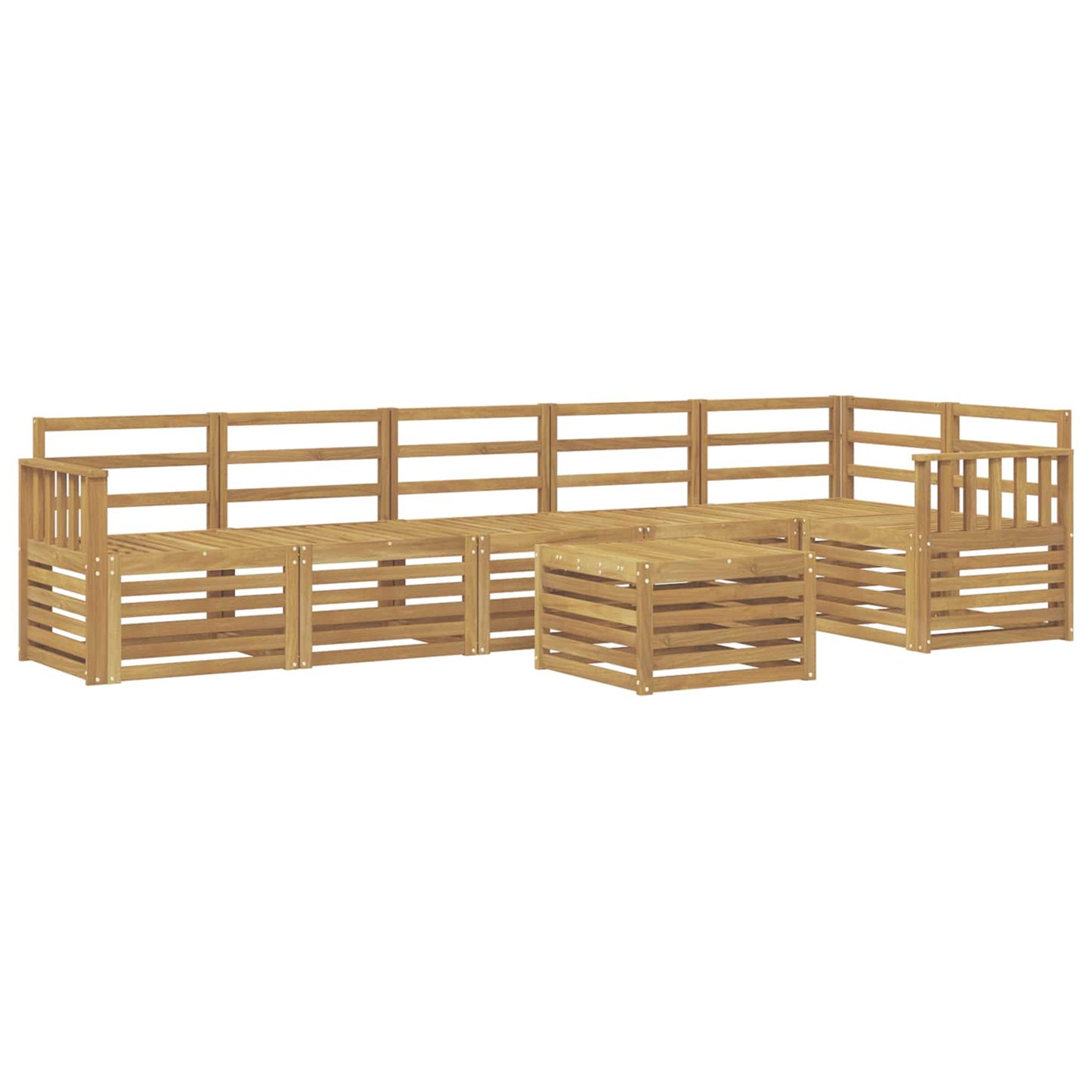 Utendørs sofa-sett 7 pcs Hvit 59 x 59 x 37 cm Solid akasietre