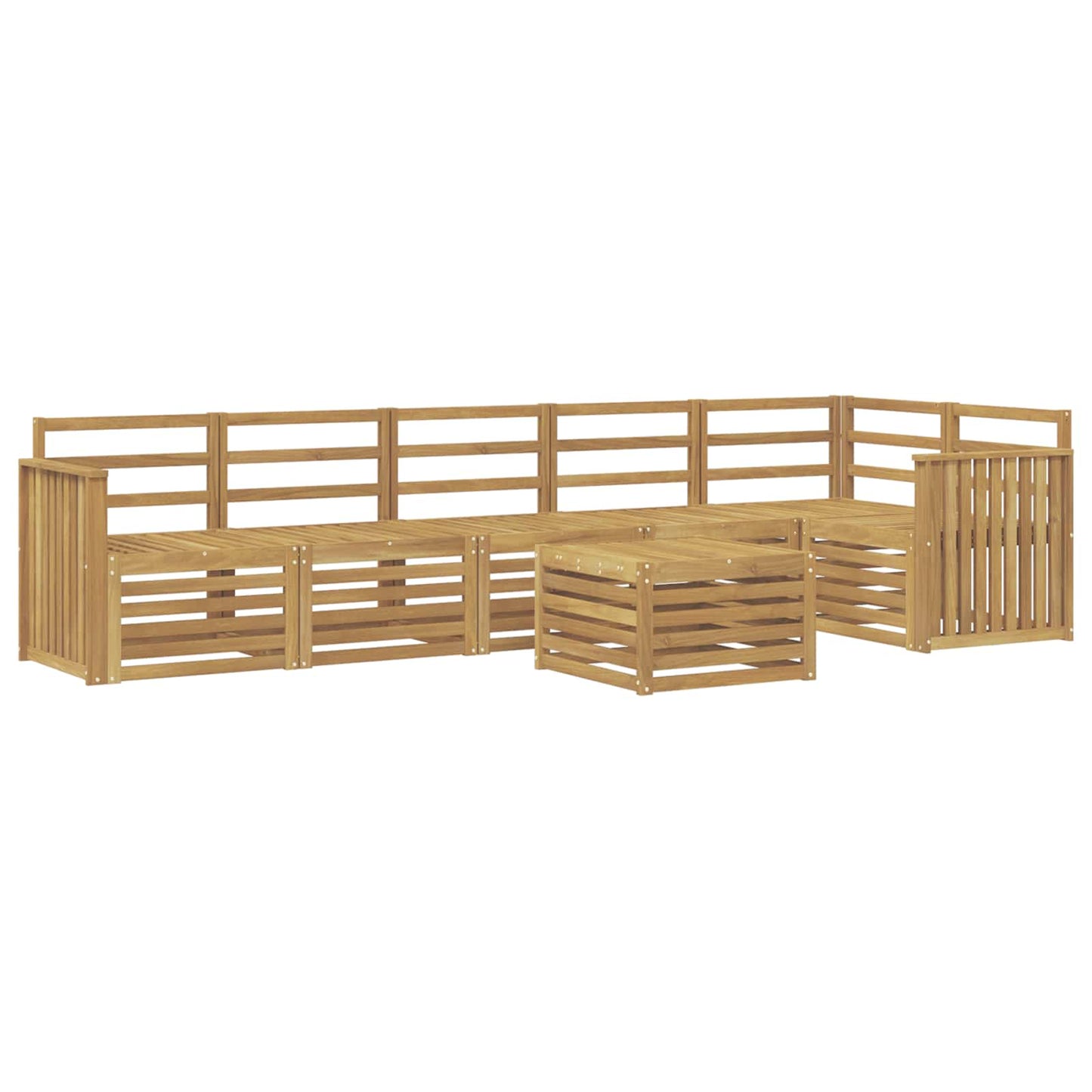 Utendørs sofa-sett 7 pcs Hvit 59 x 59 x 37 cm Solid akasietre