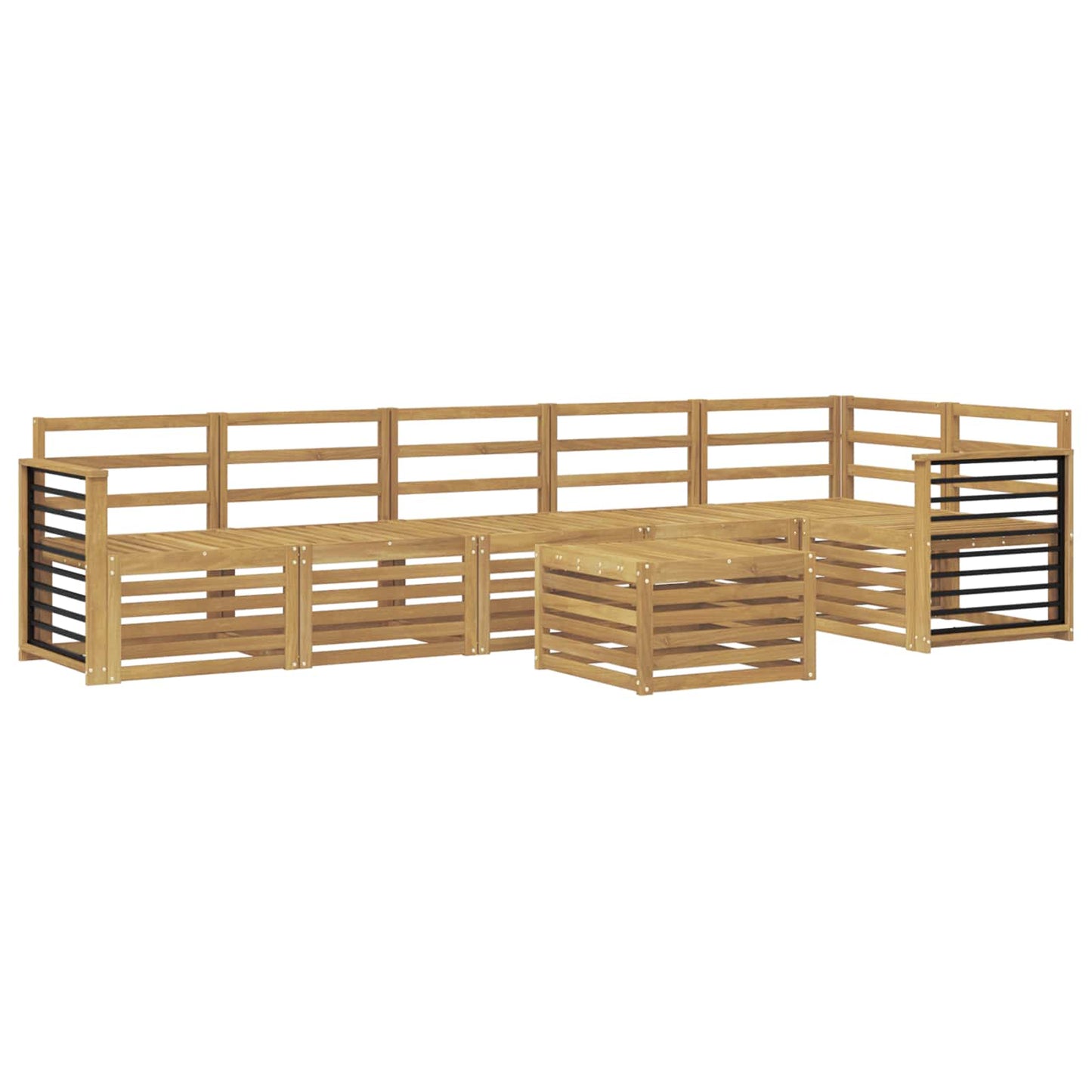 Utendørs sofa-sett 7 pcs Hvit 59 x 59 x 37 cm Solid akasietre
