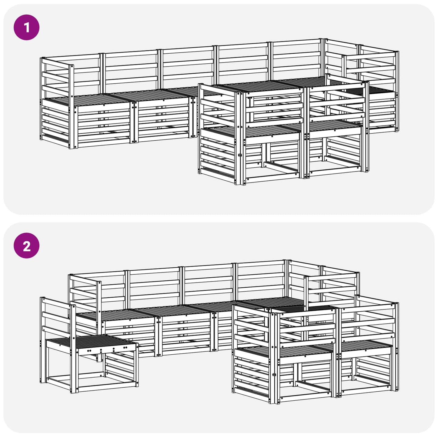 Utendørs sofa-sett 8 pcs Hvit 304 x 126,5 x 73 cm