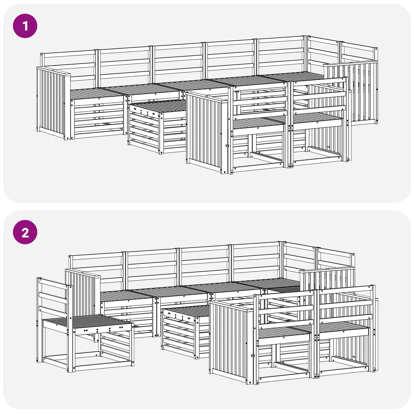 Utendørs sofa-sett 9 pcs Hvit 59 x 59 x 37 cm Solid akasietre