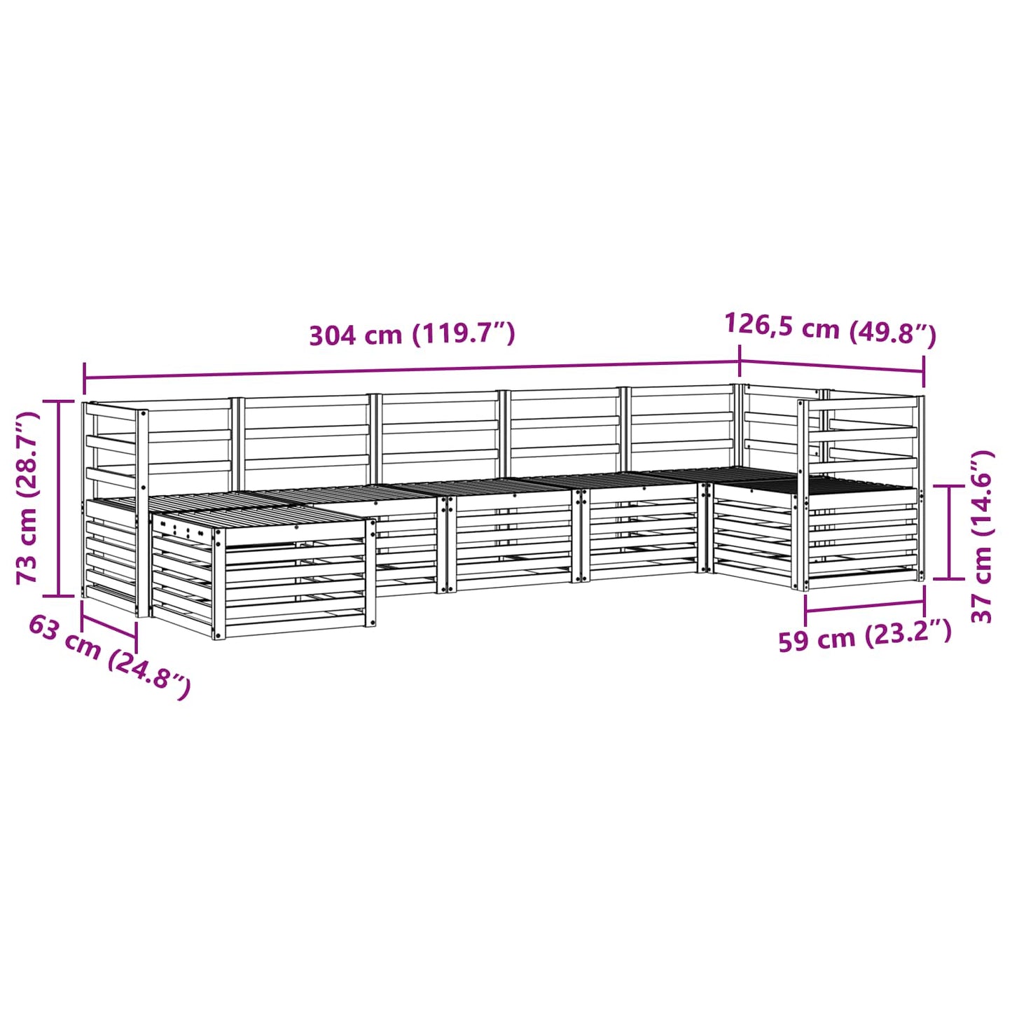 Utendørs sofa-sett 7 pcs Hvit