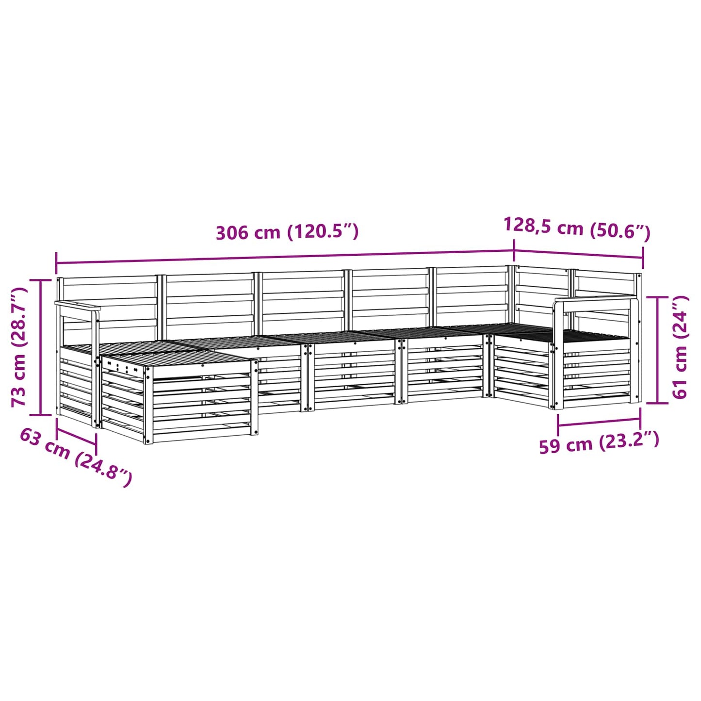 Utendørs sofa-sett 7 pcs Hvit