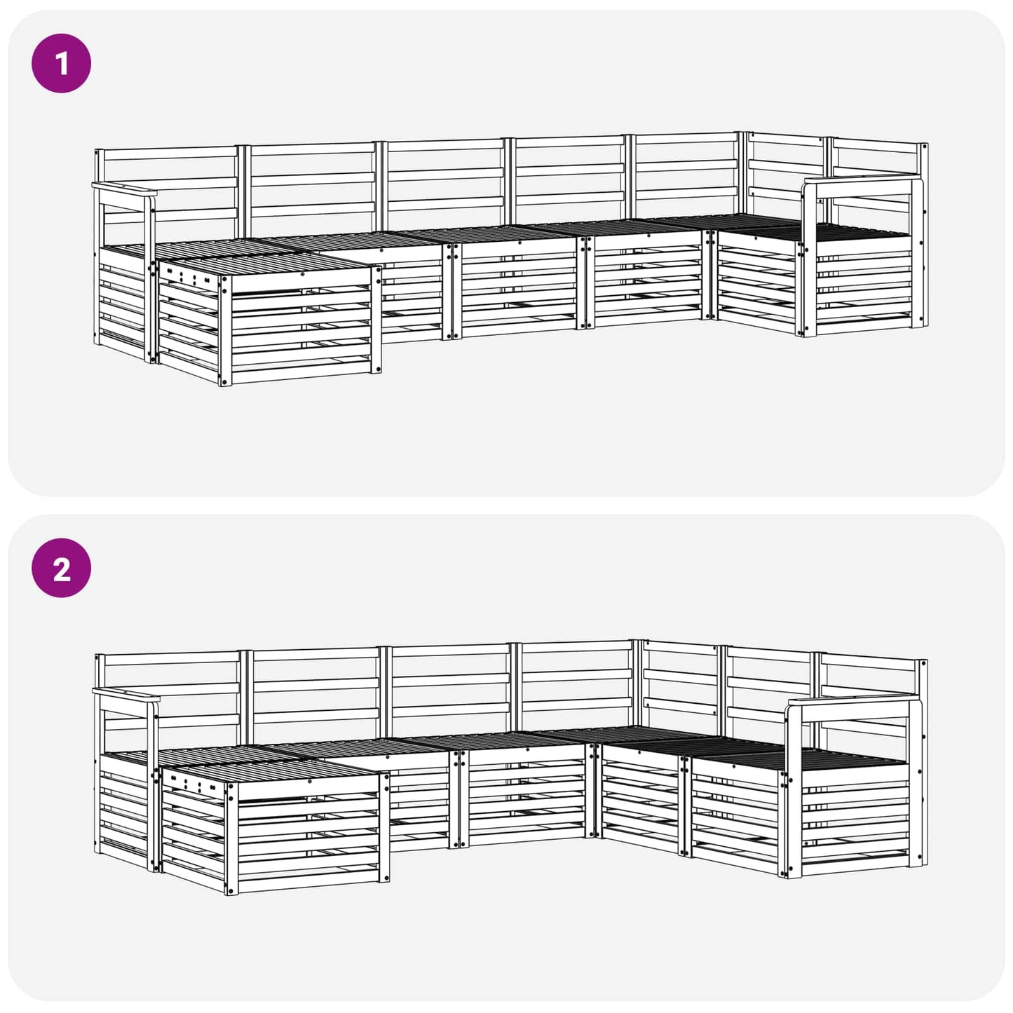 Utendørs sofa-sett 7 pcs Hvit