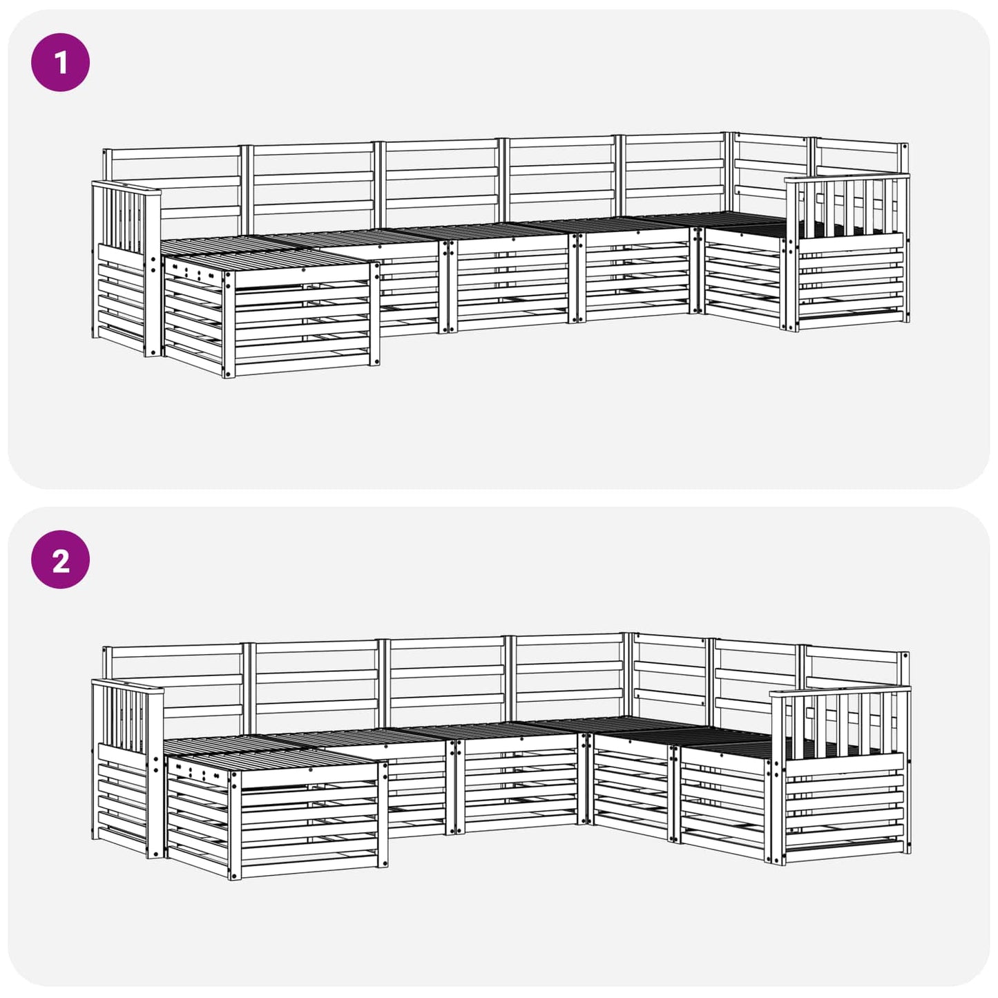 Utendørs sofa-sett 7 pcs Hvit