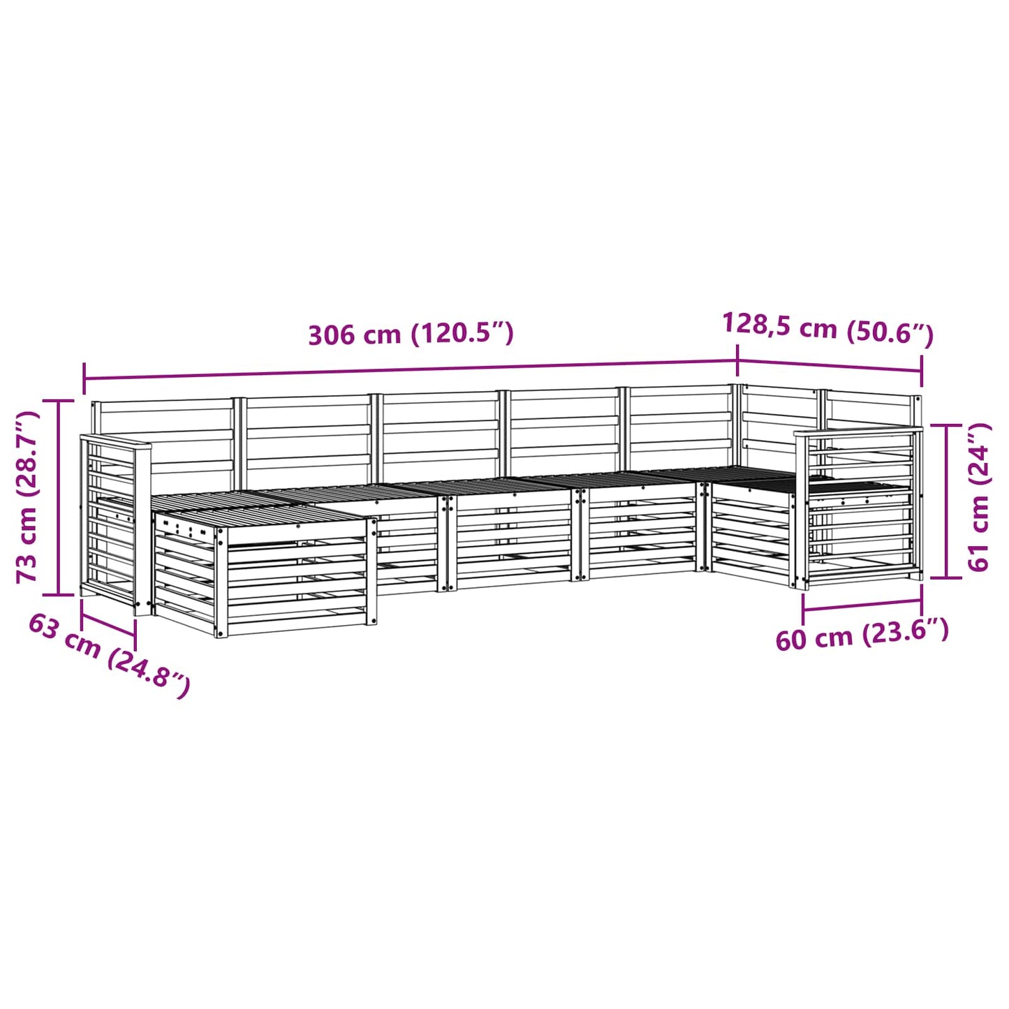 Utendørs sofa-sett 7 pcs Hvit
