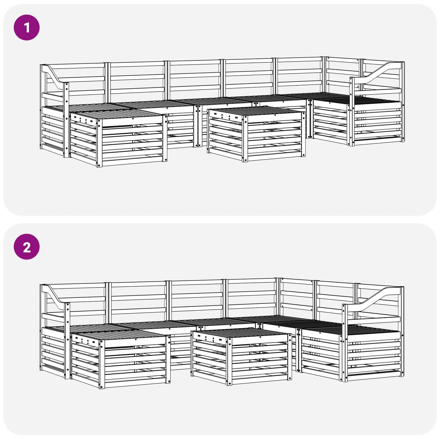 Utendørs sofa-sett 8 pcs Hvit 59 x 59 x 37 cm Solid akasietre