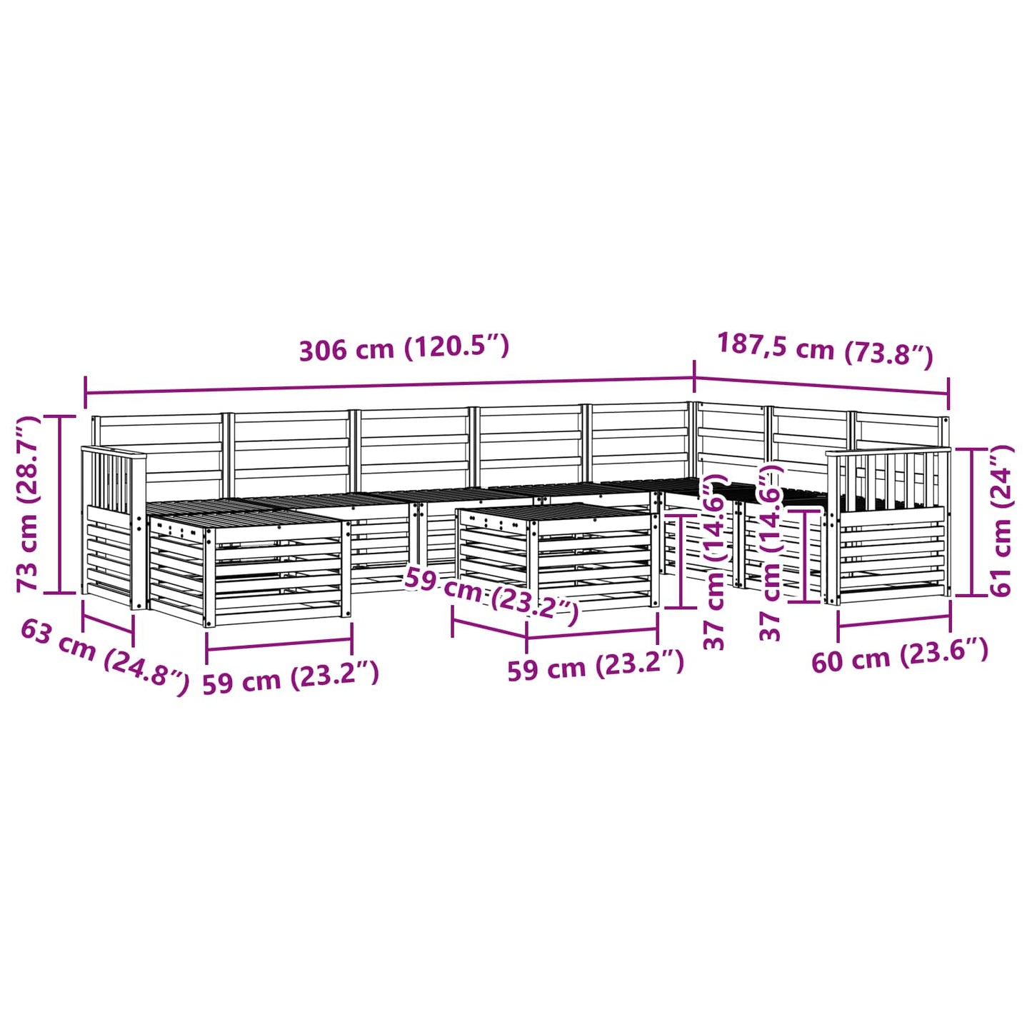 Sofasett Solid akasietre