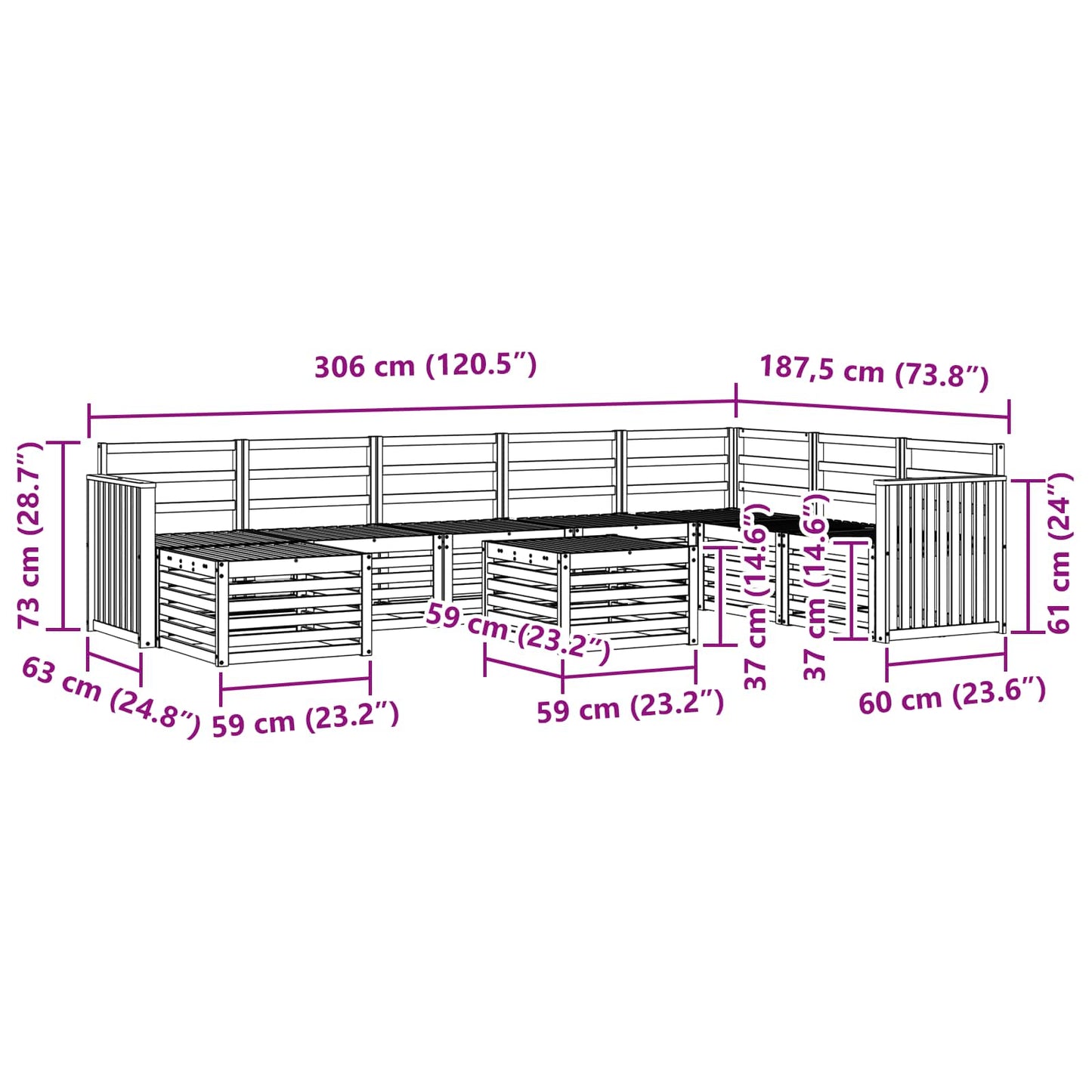 Sofasett Solid akasietre