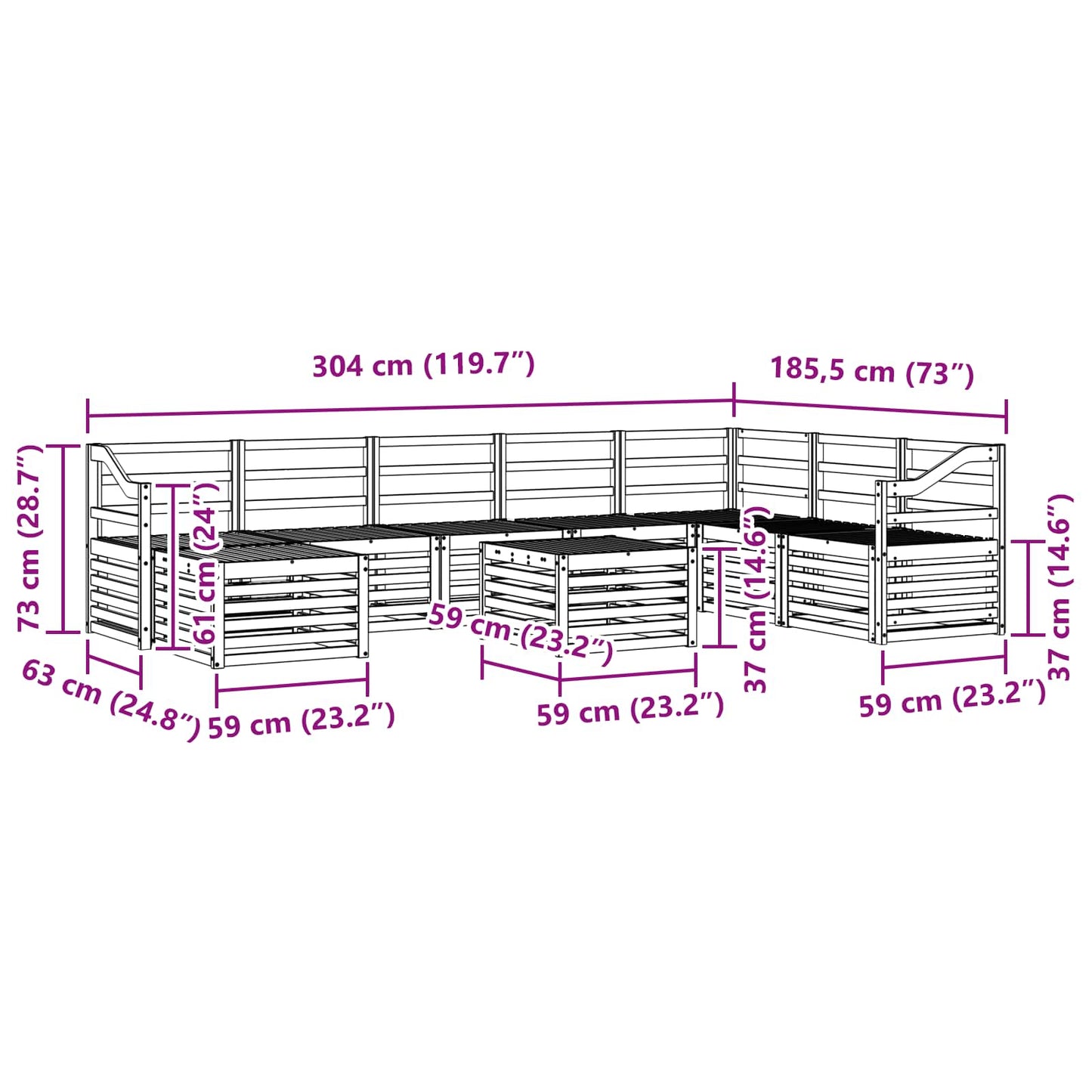 Sofasett Solid akasietre