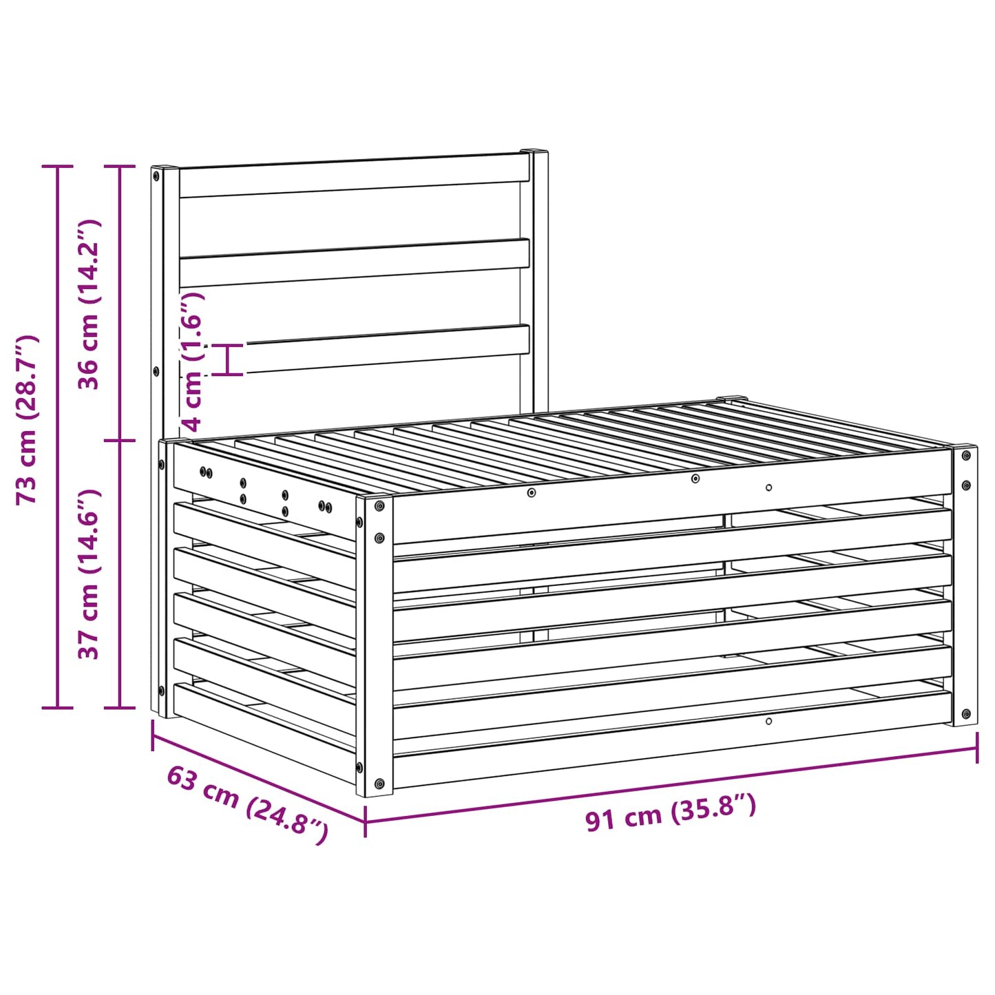 Utendørs sofa-sett 3 Stk Hvit 182,5 x 63 x 73 cm