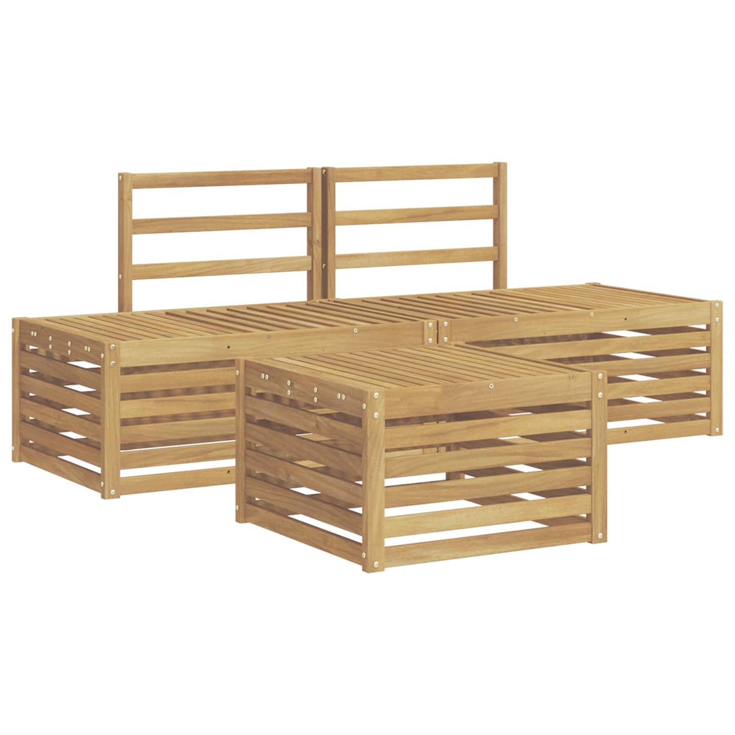 Utendørs sofa-sett 4 Stk Hvit Solid akasietre