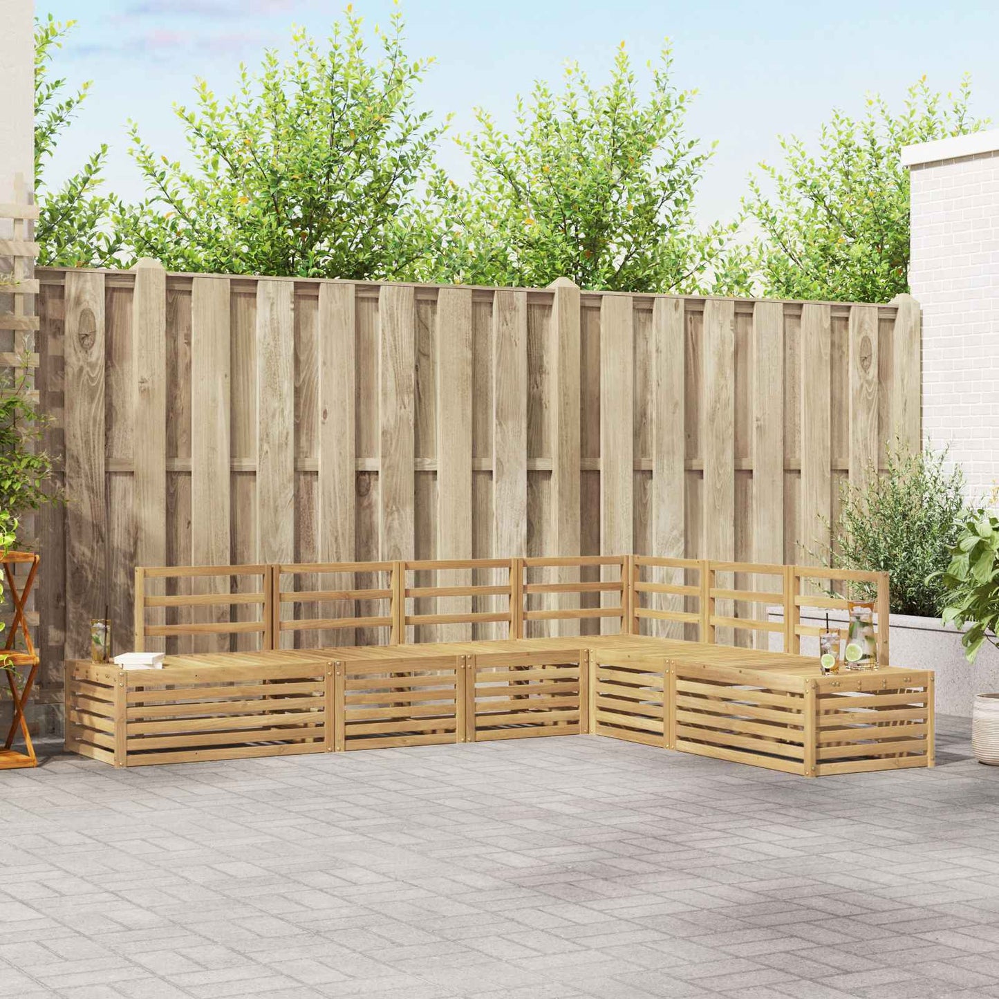 Utendørs sofa-sett 6 Stk Hvit