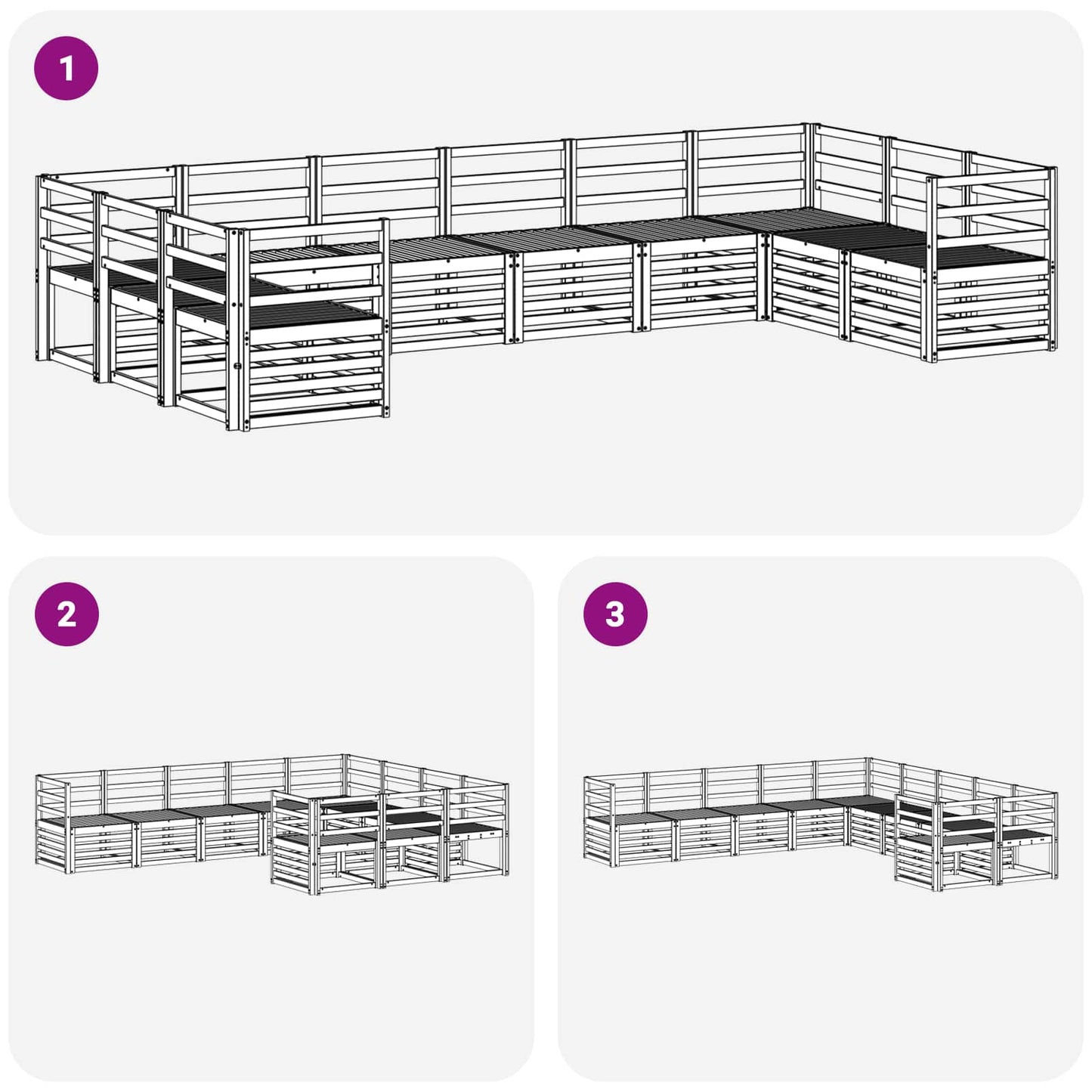 Utendørs sofa-sett 10 pcs Hvit 363 x 185,5 x 73 cm