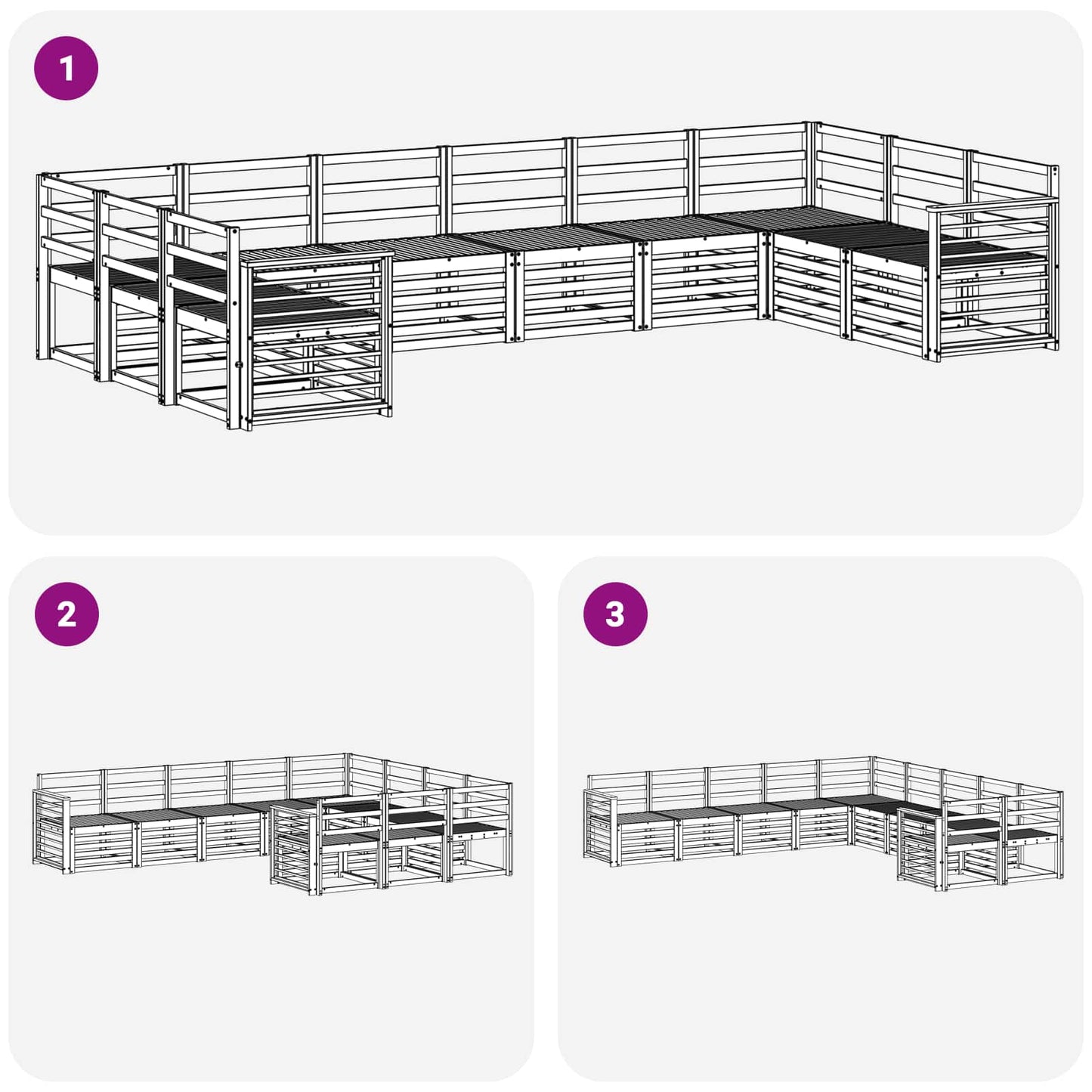 Utendørs sofa-sett 10 pcs Hvit 363 x 187,5 x 73 cm