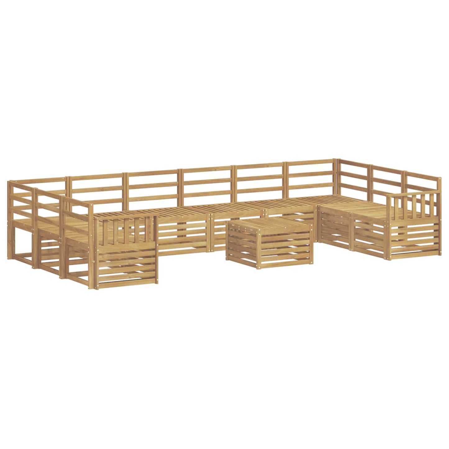 Utendørs sofa-sett 11 pcs Hvit 59 x 59 x 37 cm Solid akasietre