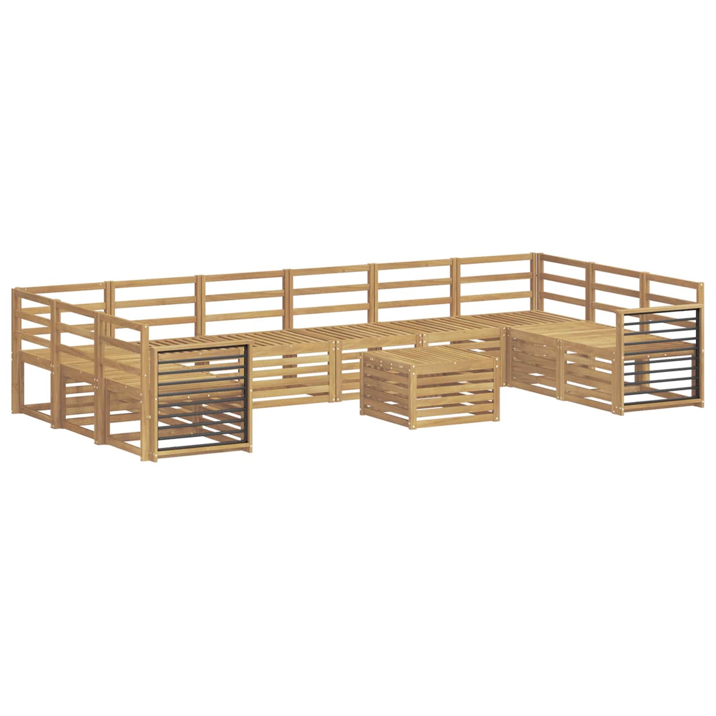 Utendørs sofa-sett 11 pcs Hvit 59 x 59 x 37 cm Solid akasietre