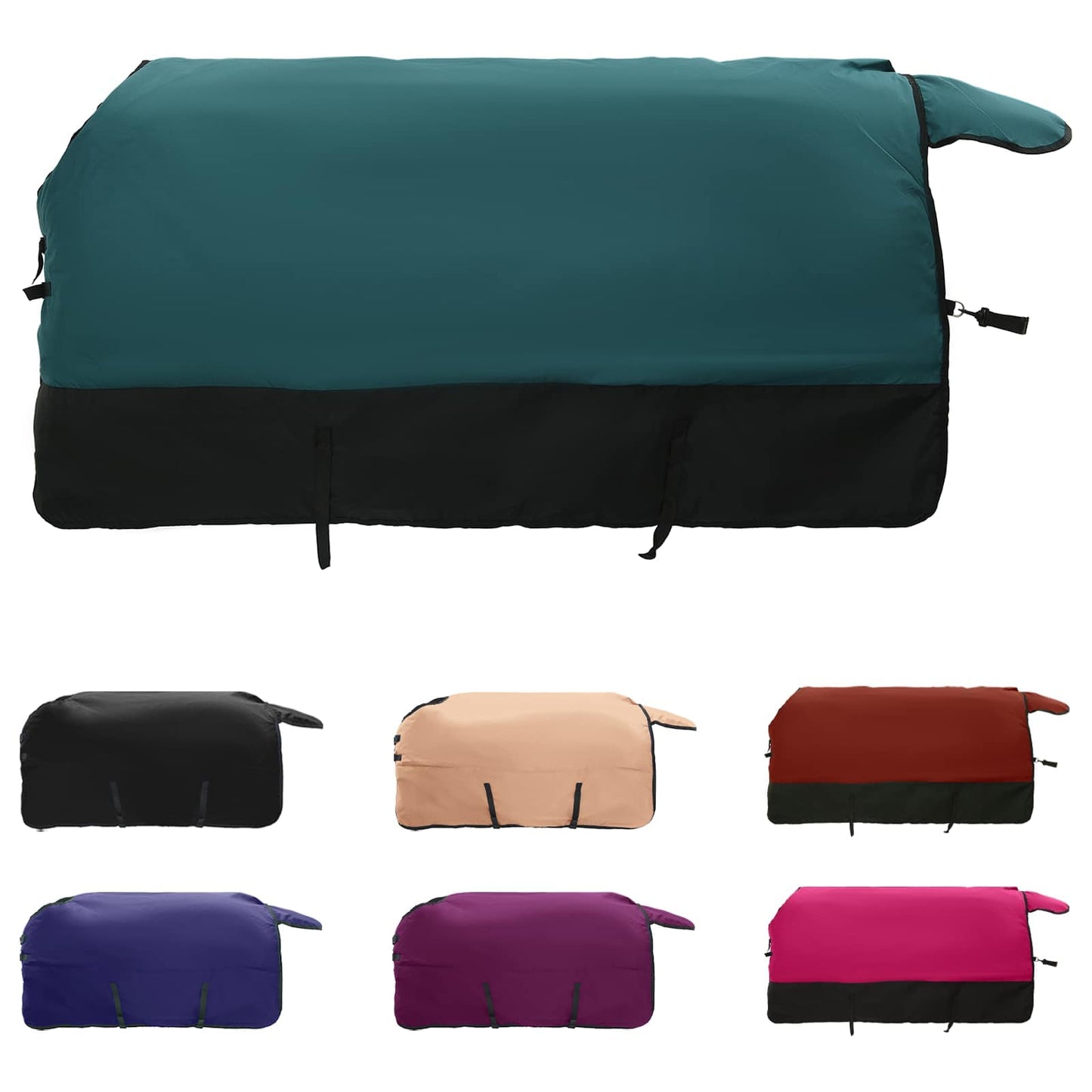 Hestepledd Mørk Grønn og Svart 95 cm Polyester