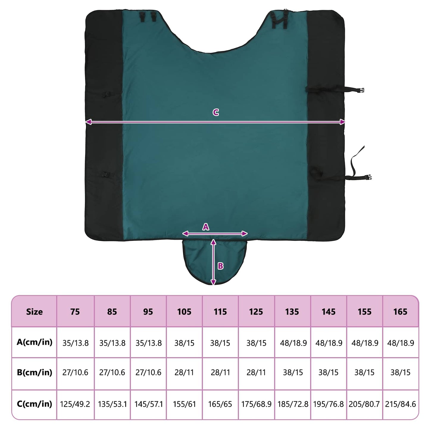 Hestepledd Mørk Grønn og Svart 95 cm Polyester