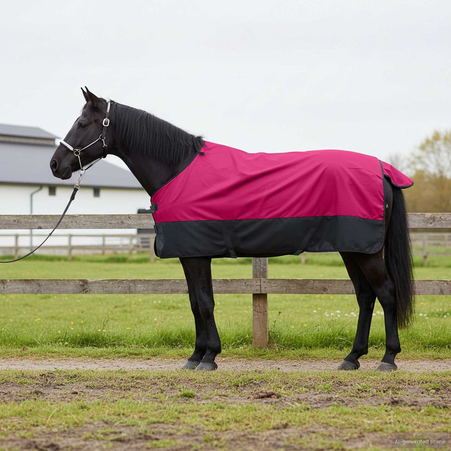 Hestepledd Rosa og svart 155 cm Polyester
