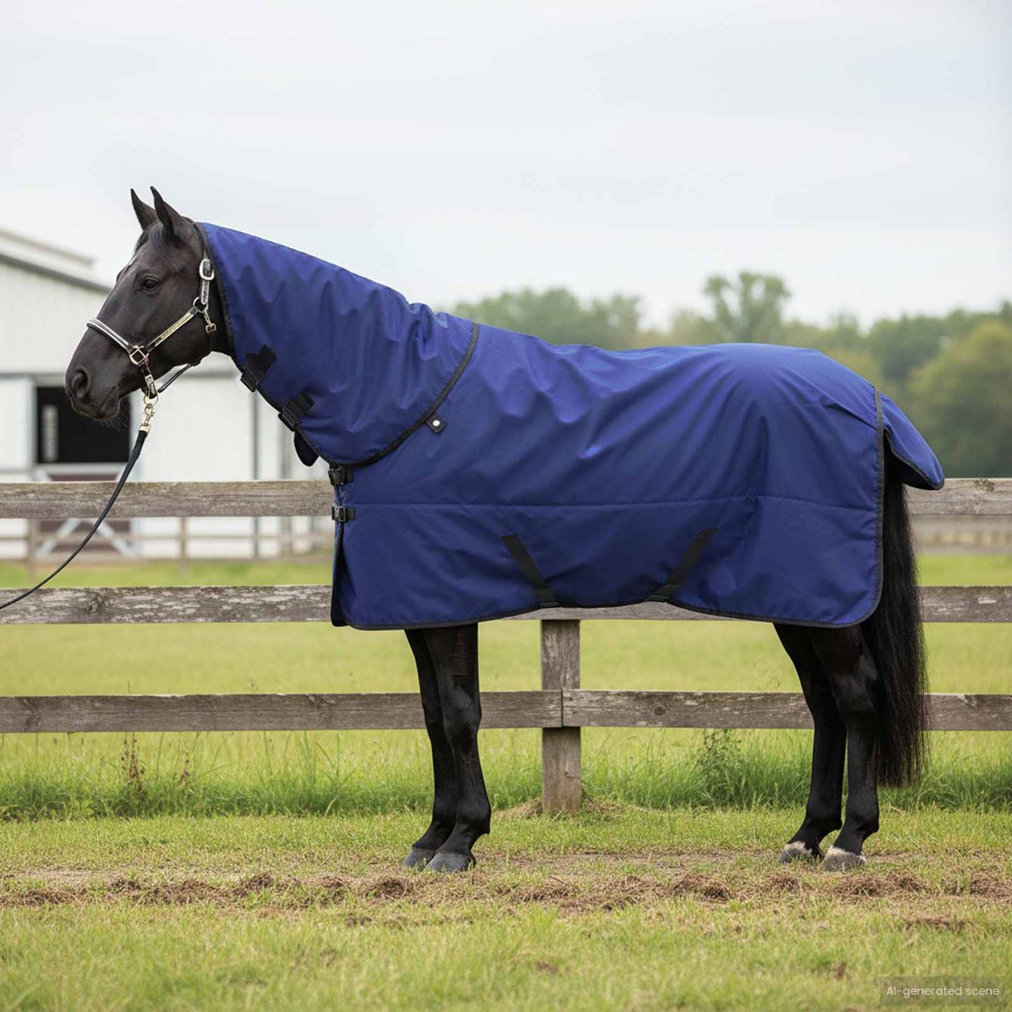 Hestepledd Mørk Grønn og Svart 105 cm Polyester
