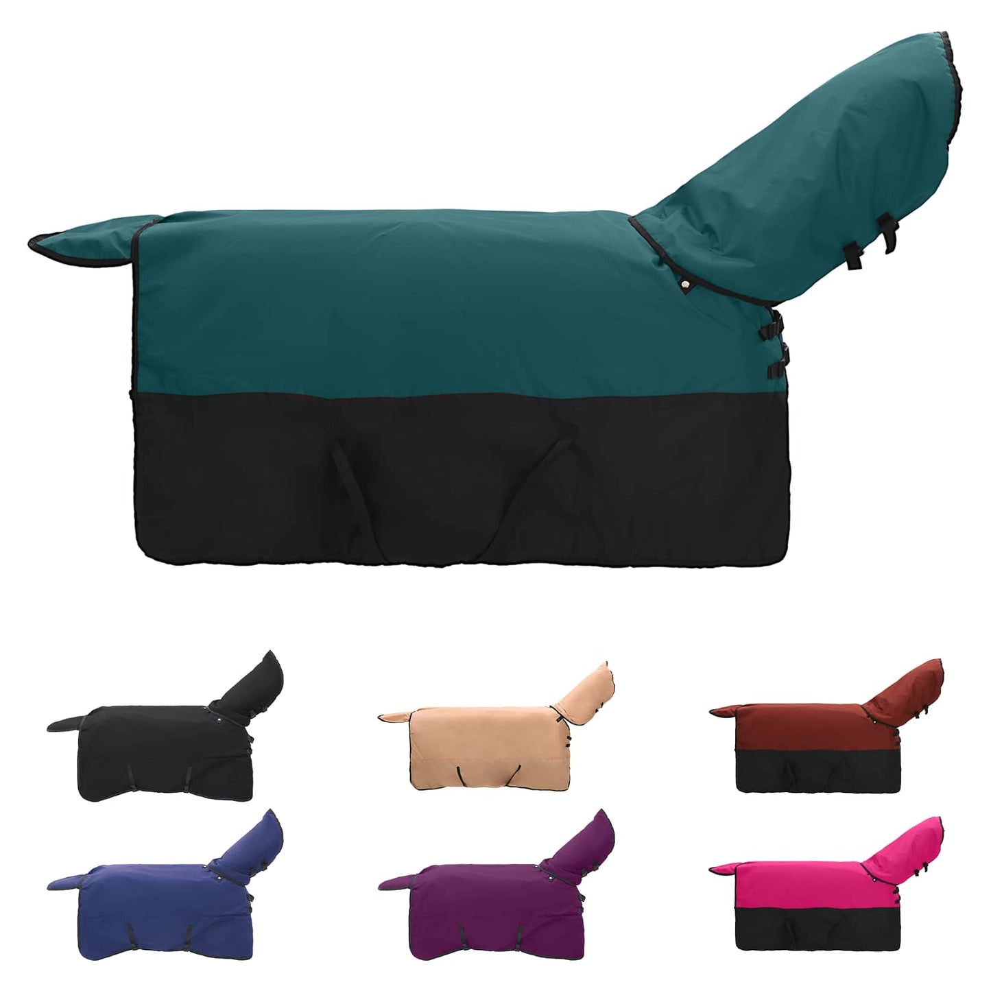 Hestepledd Mørk Grønn og Svart 95 cm Polyester