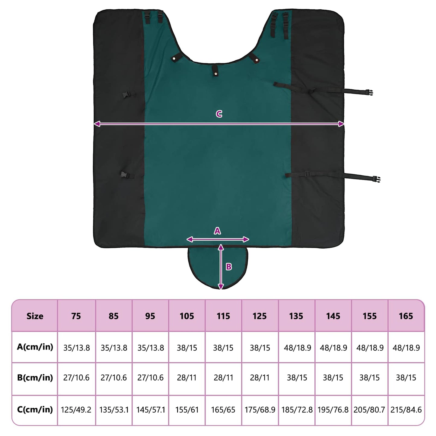 Hestepledd Mørk Grønn og Svart 95 cm Polyester