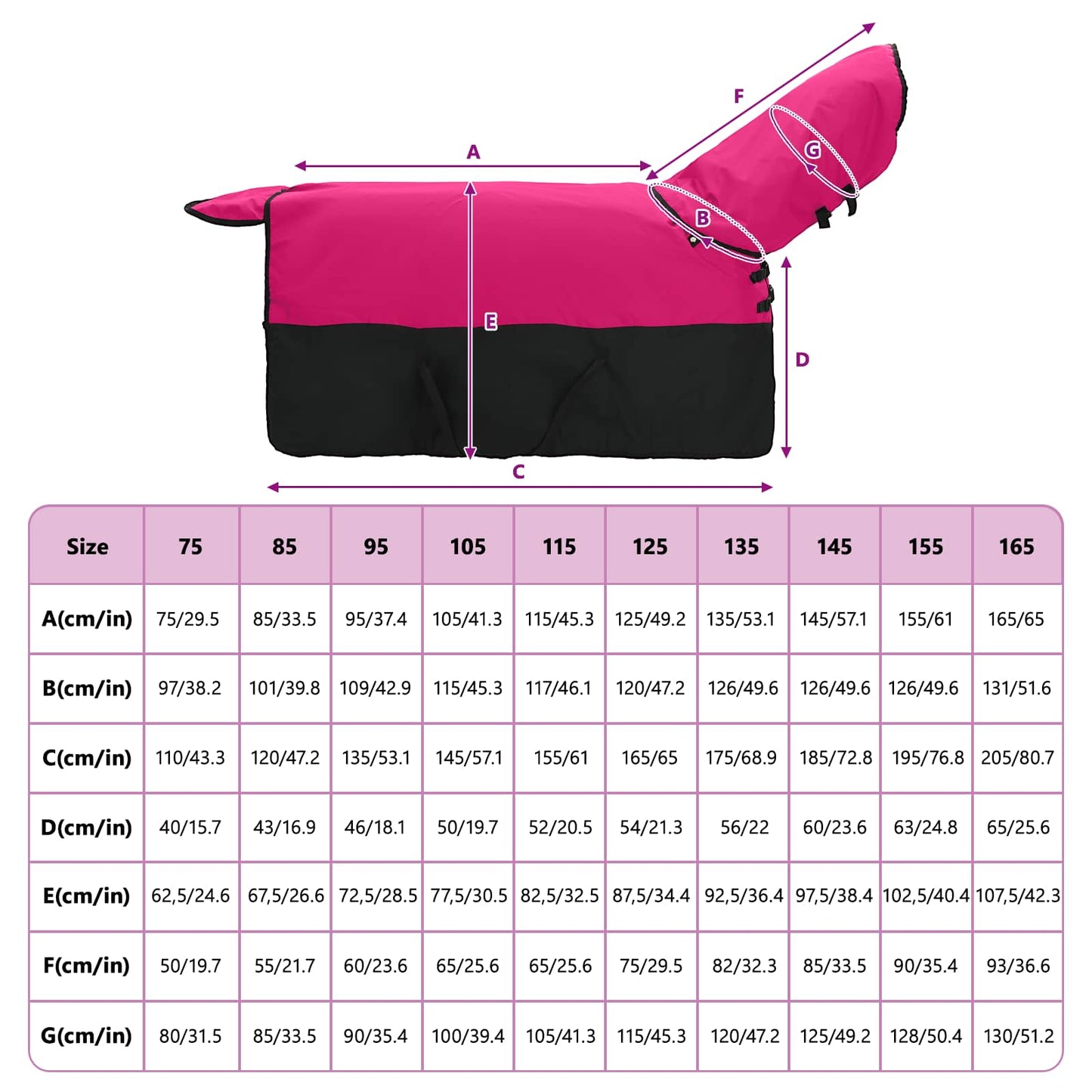 Hestepledd Rosa og svart 105 cm Polyester