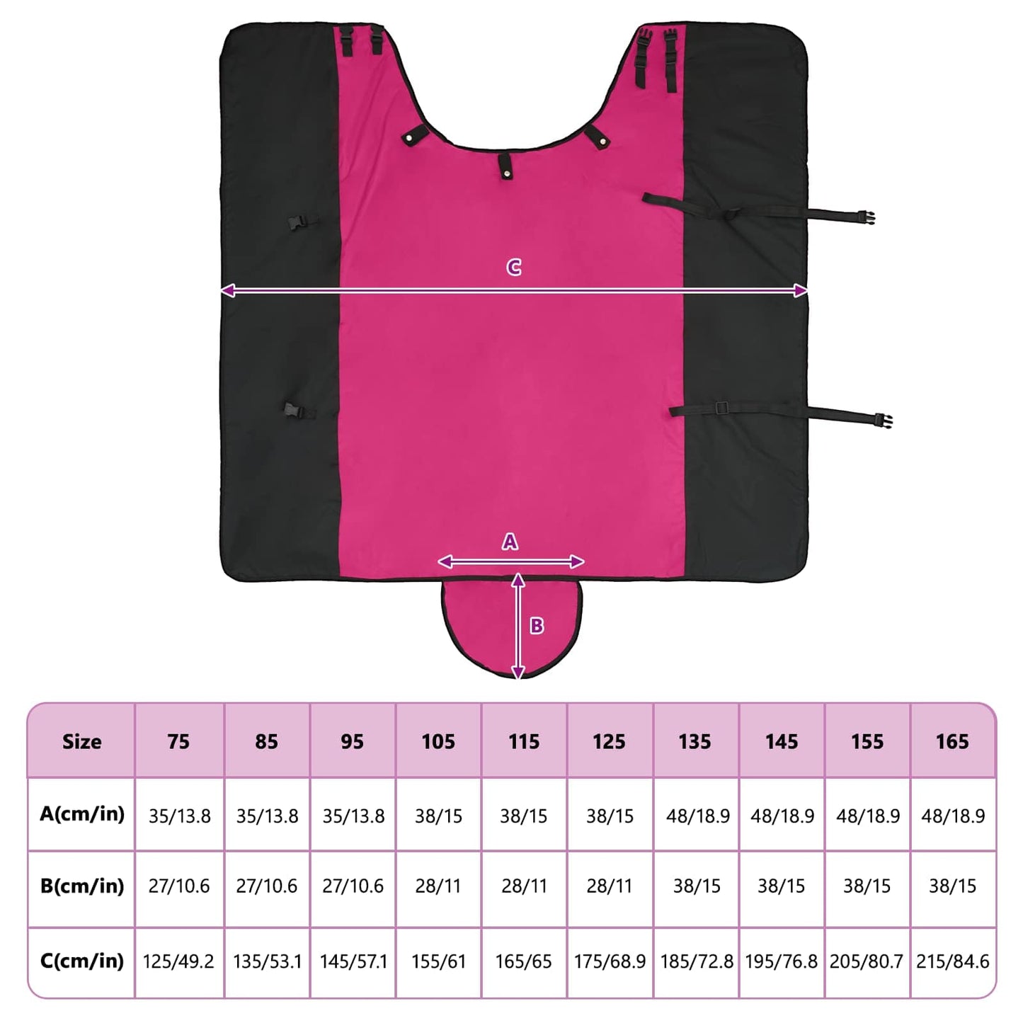 Hestepledd Rosa og svart 105 cm Polyester