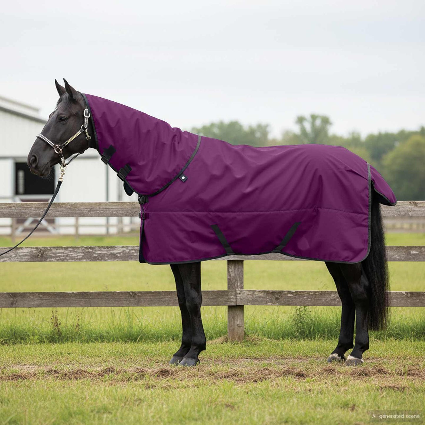 Hestepledd Mørk Grønn og Svart 95 cm Polyester