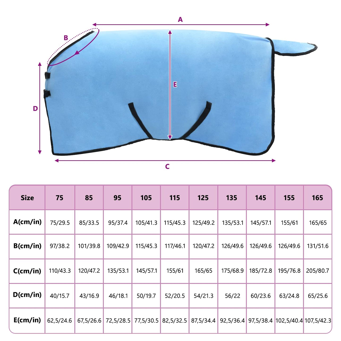 Hestepledd Full aqua 105 cm Polyester